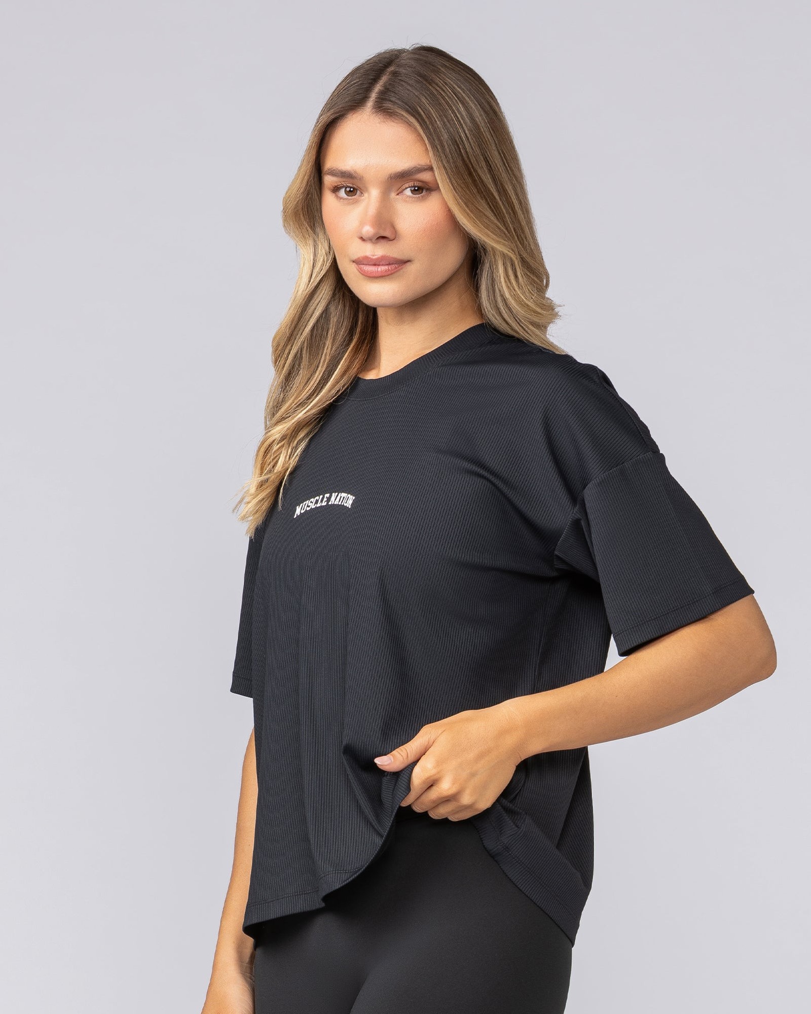 Rib Boxy Training Tee - Black