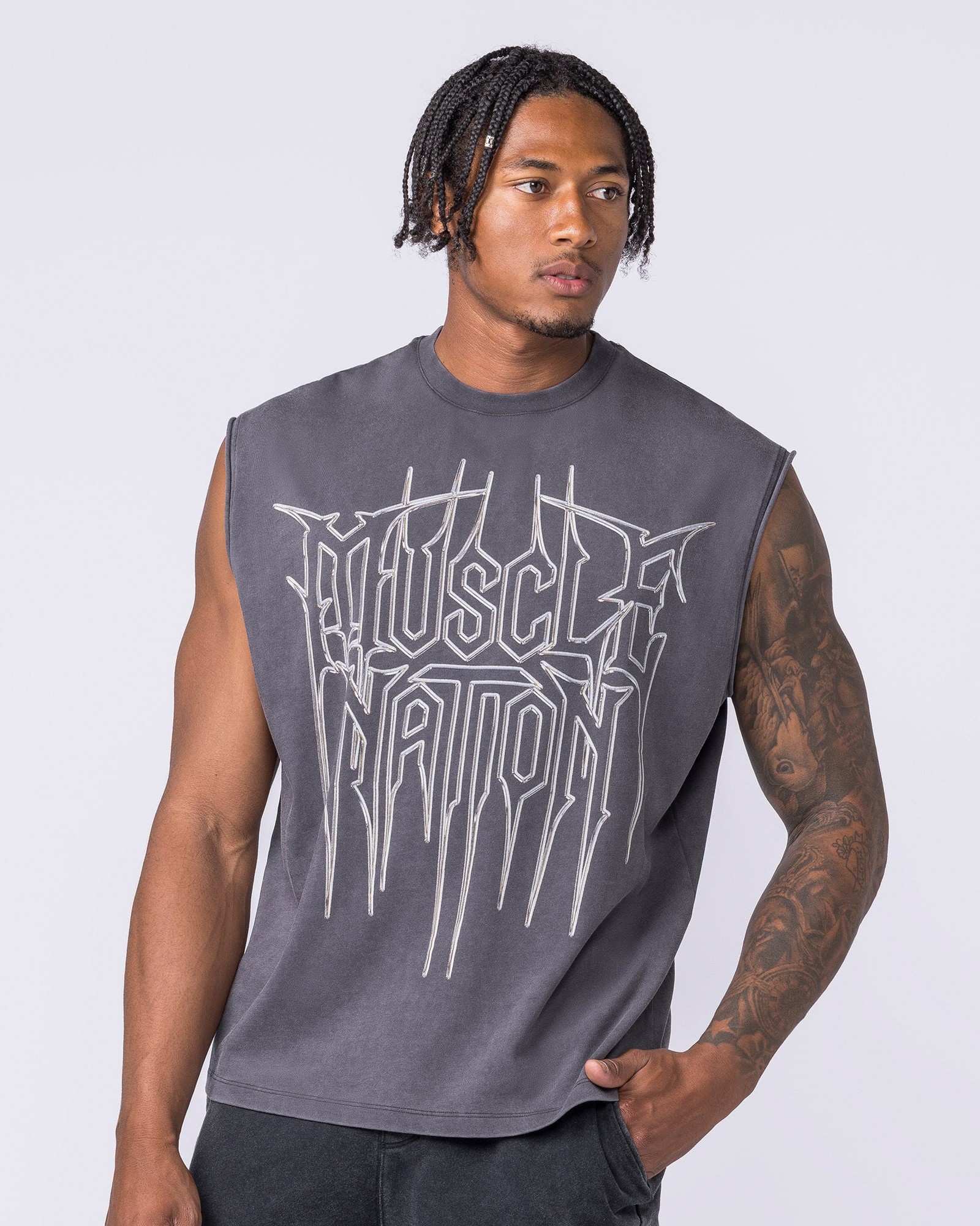 Metalcore Vintage Boxy Muscle Tank - Washed Dark Tornado