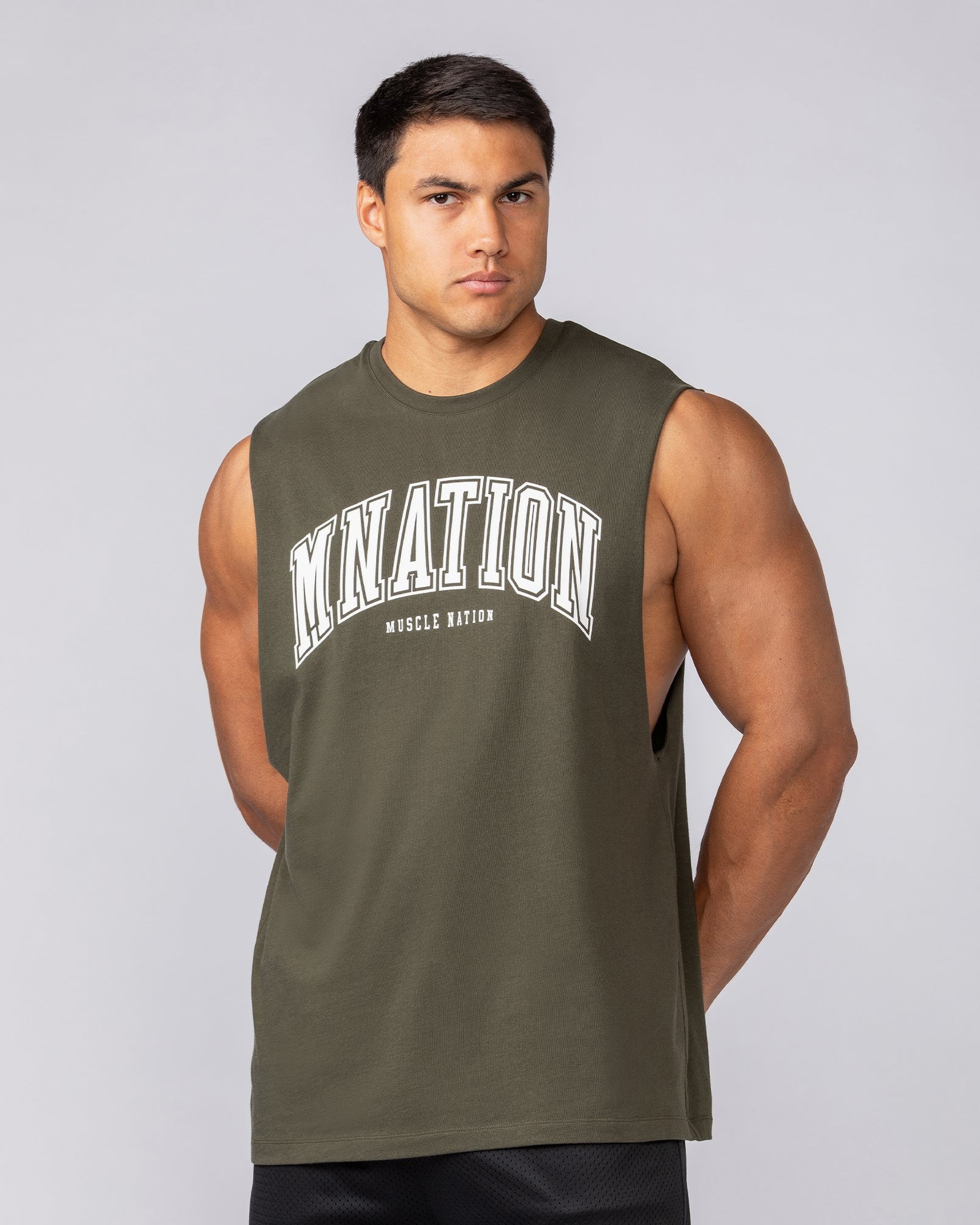 Varsity Training Drop Arm Tank - Dark Khaki