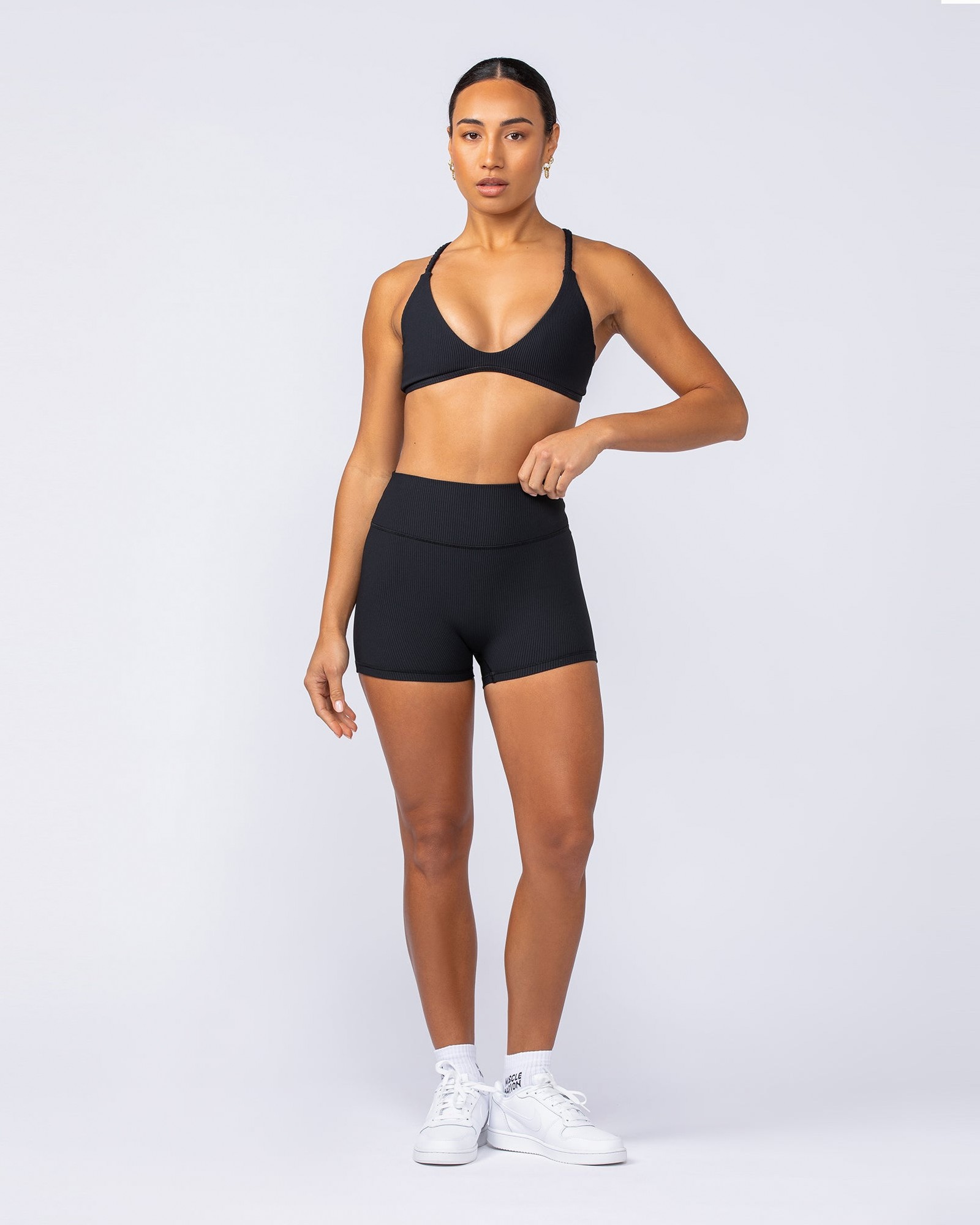 Zero Rise Rib Booty Shorts - Black