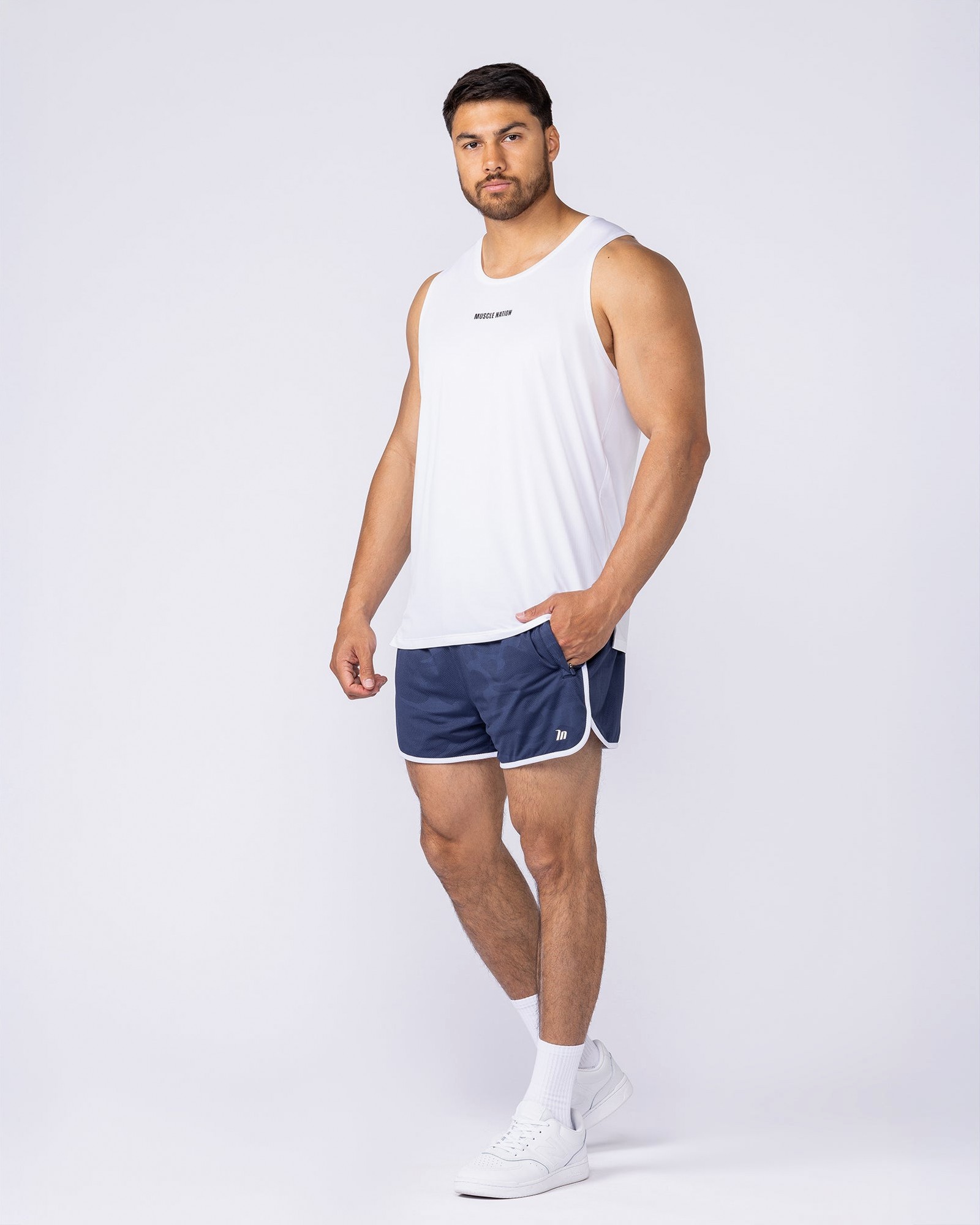 Tech Camo Retro Shorts - Navy Camo