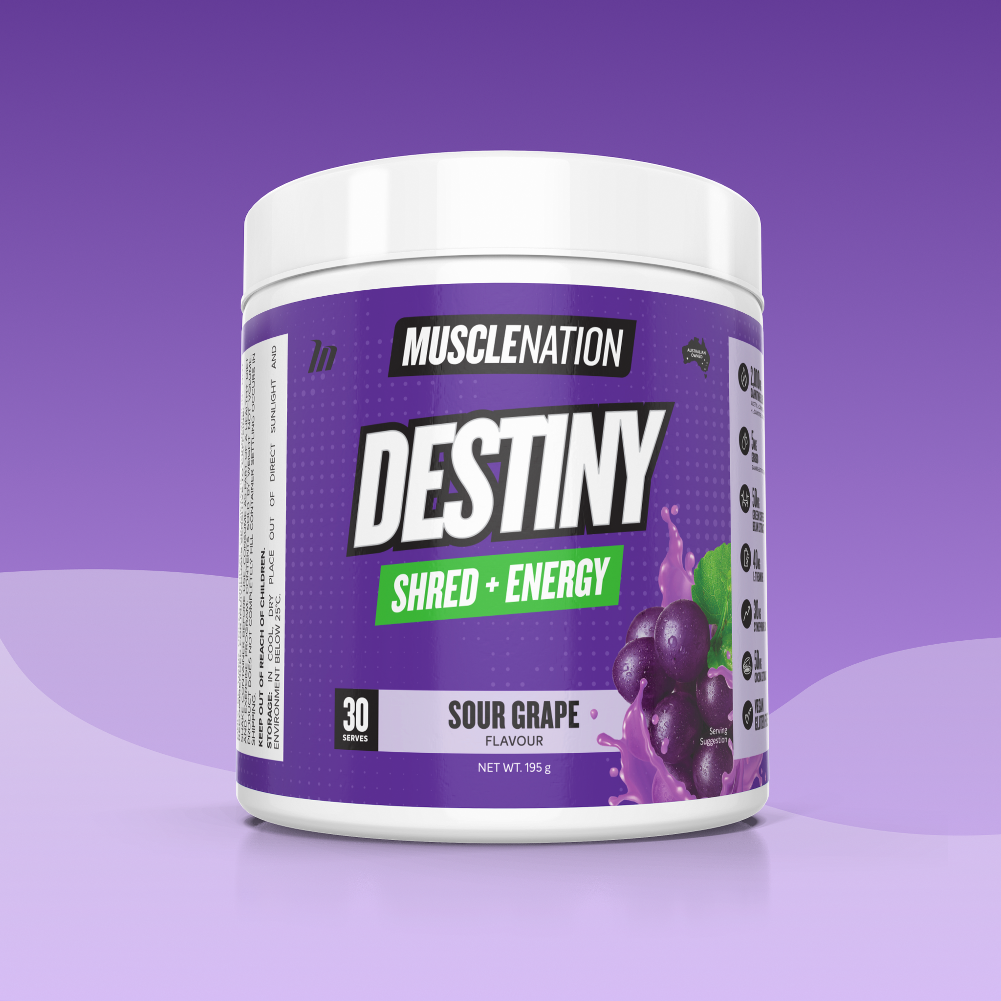 DESTINY Pre-Workout Burn - Sour Grape - 30 serves