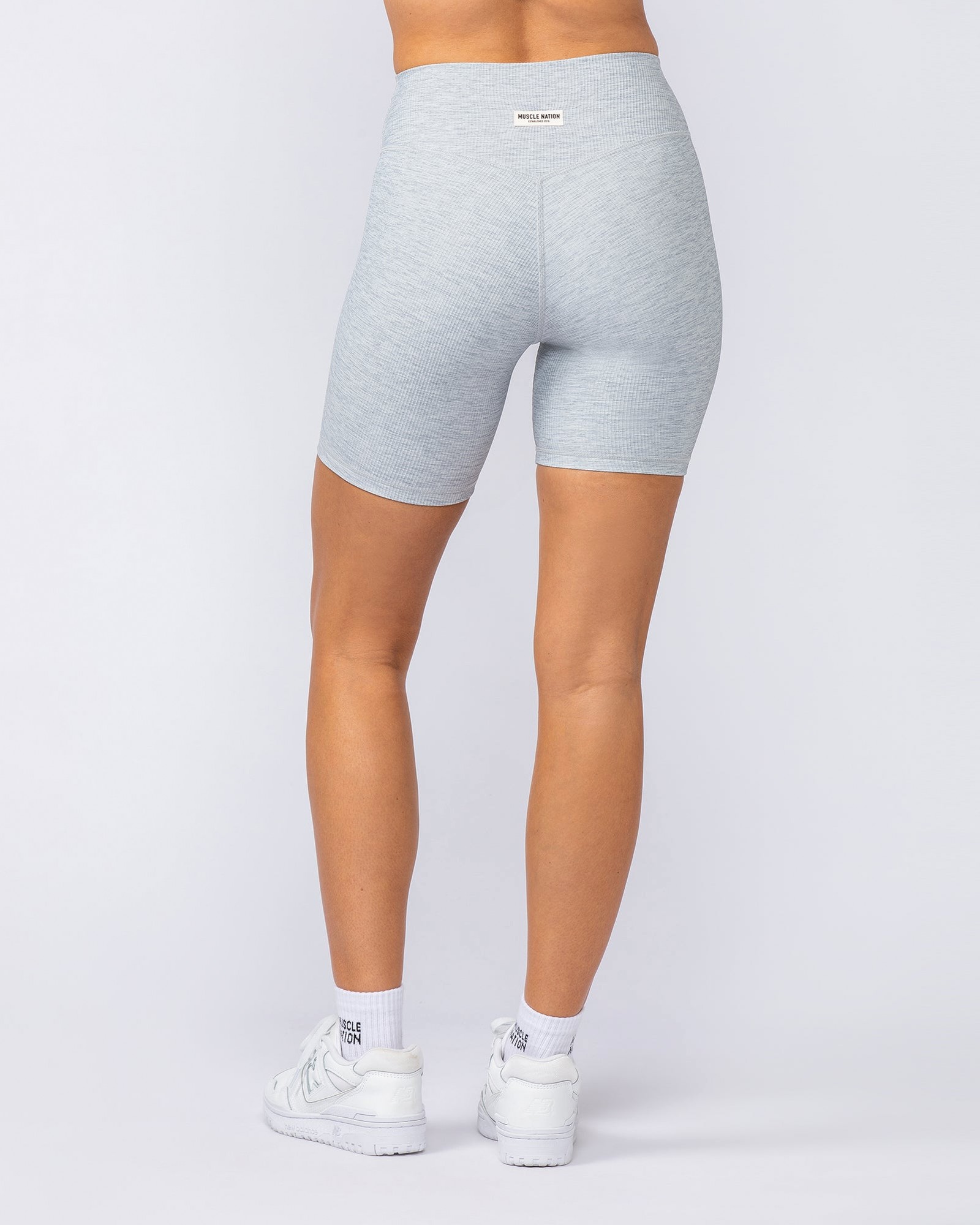 Zero Rise Rib Bike Shorts - Grey Marl