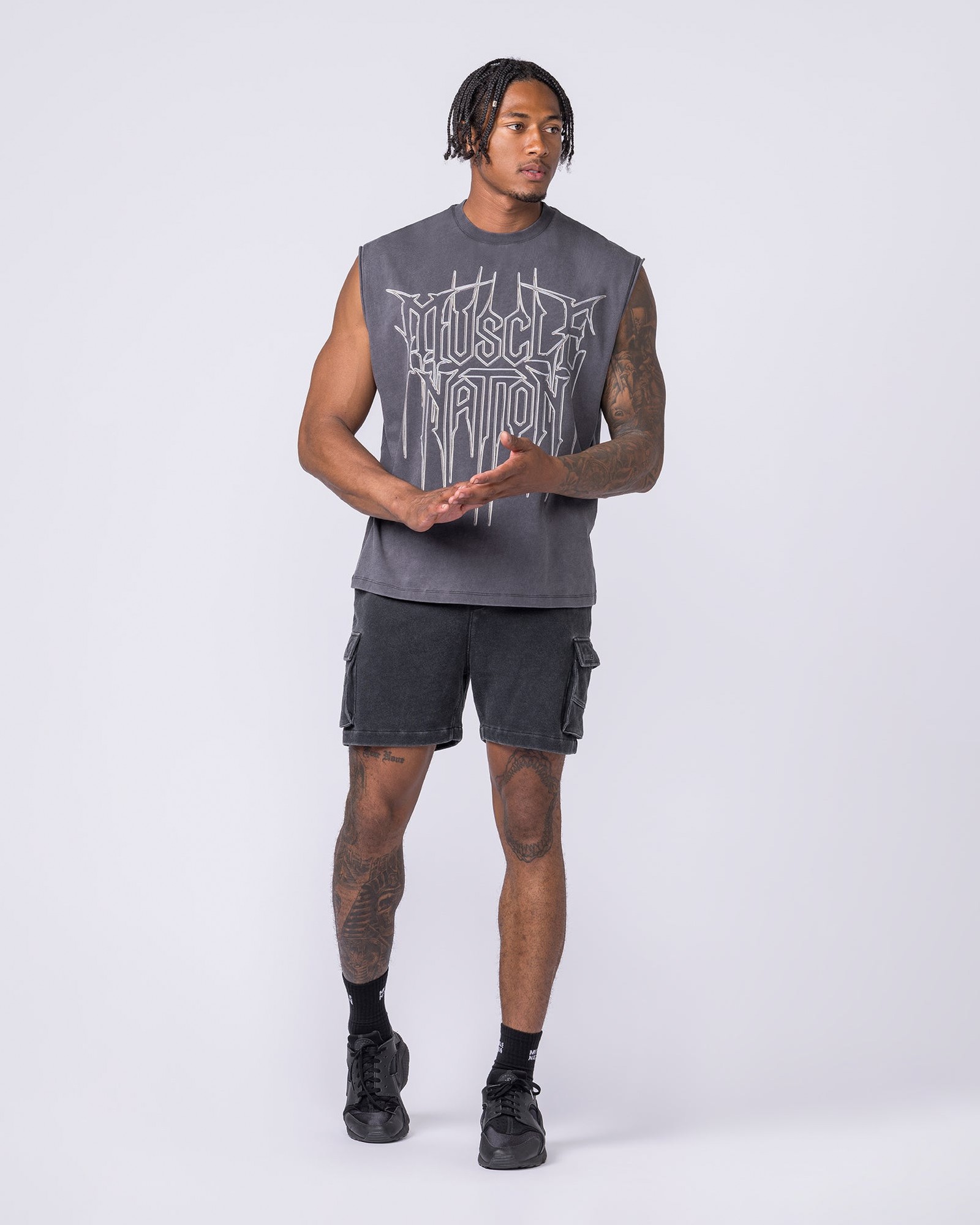 Metalcore Vintage Boxy Muscle Tank - Washed Dark Tornado