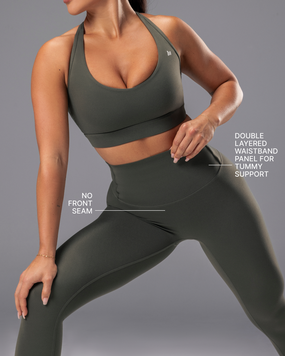 Unrivalled Bare Ankle Length Leggings - Eucalyptus