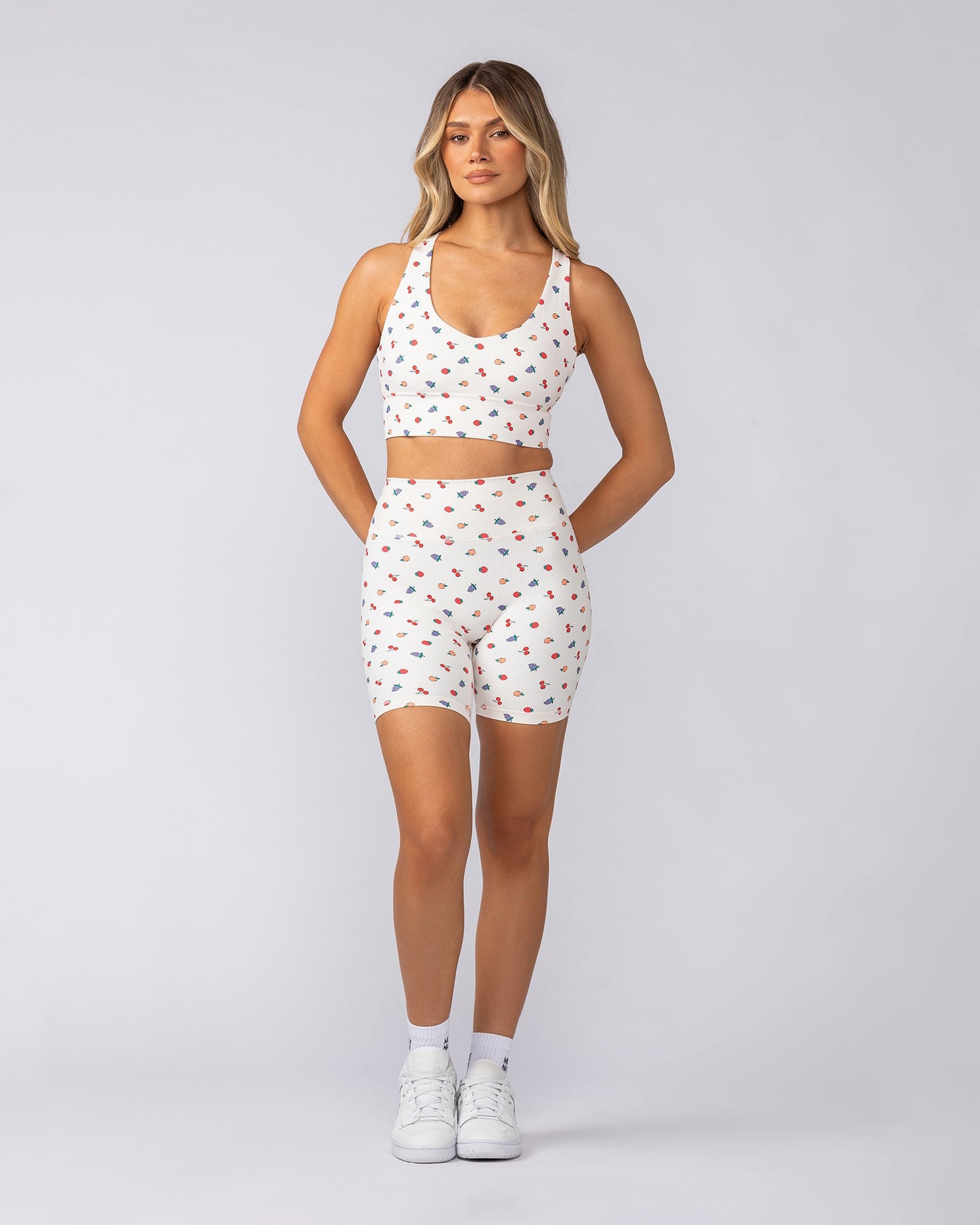 Zero Rise Rib Bike Shorts - Smoothie Print