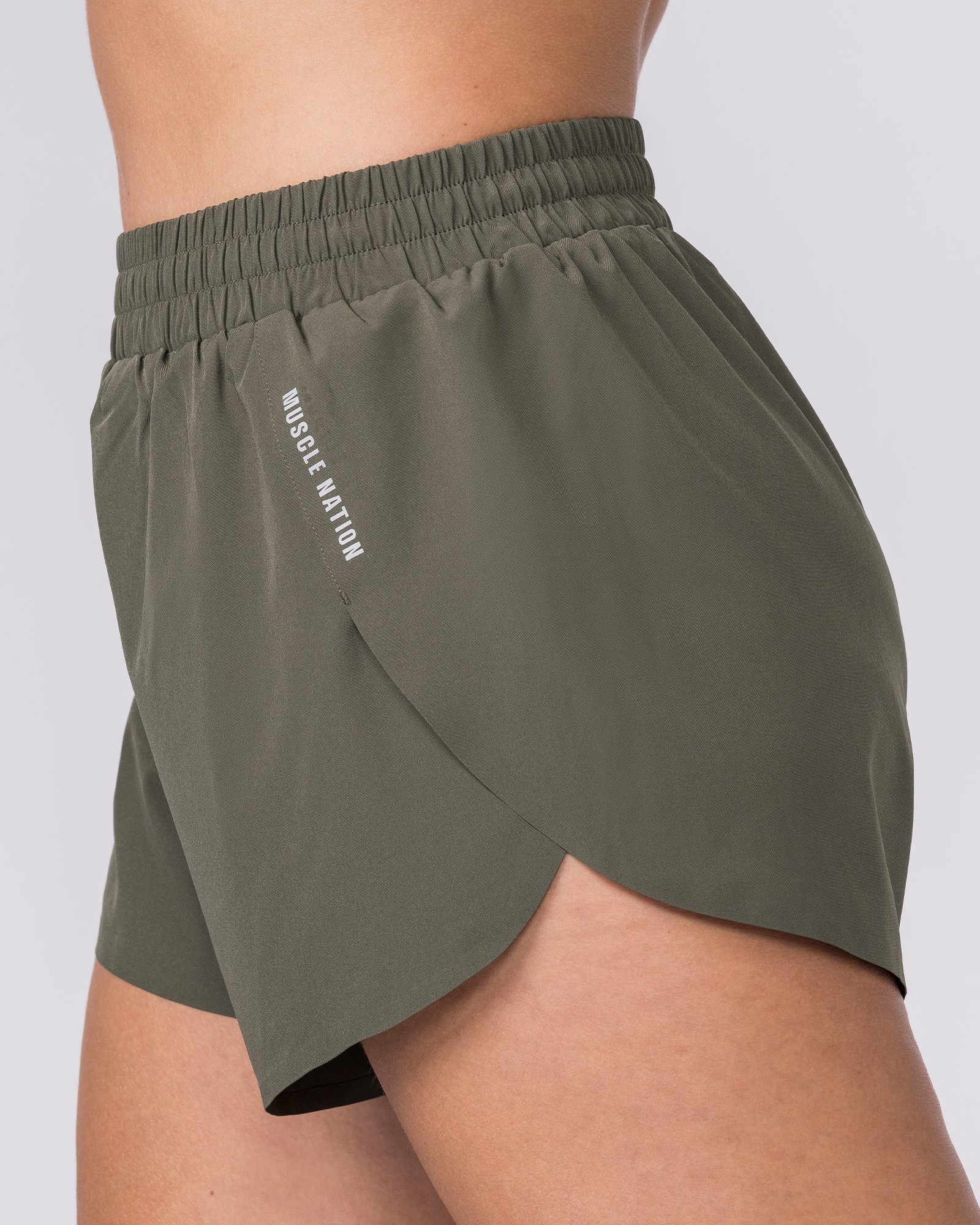 Pace 3" High-Waisted Run Shorts - Dark Khaki