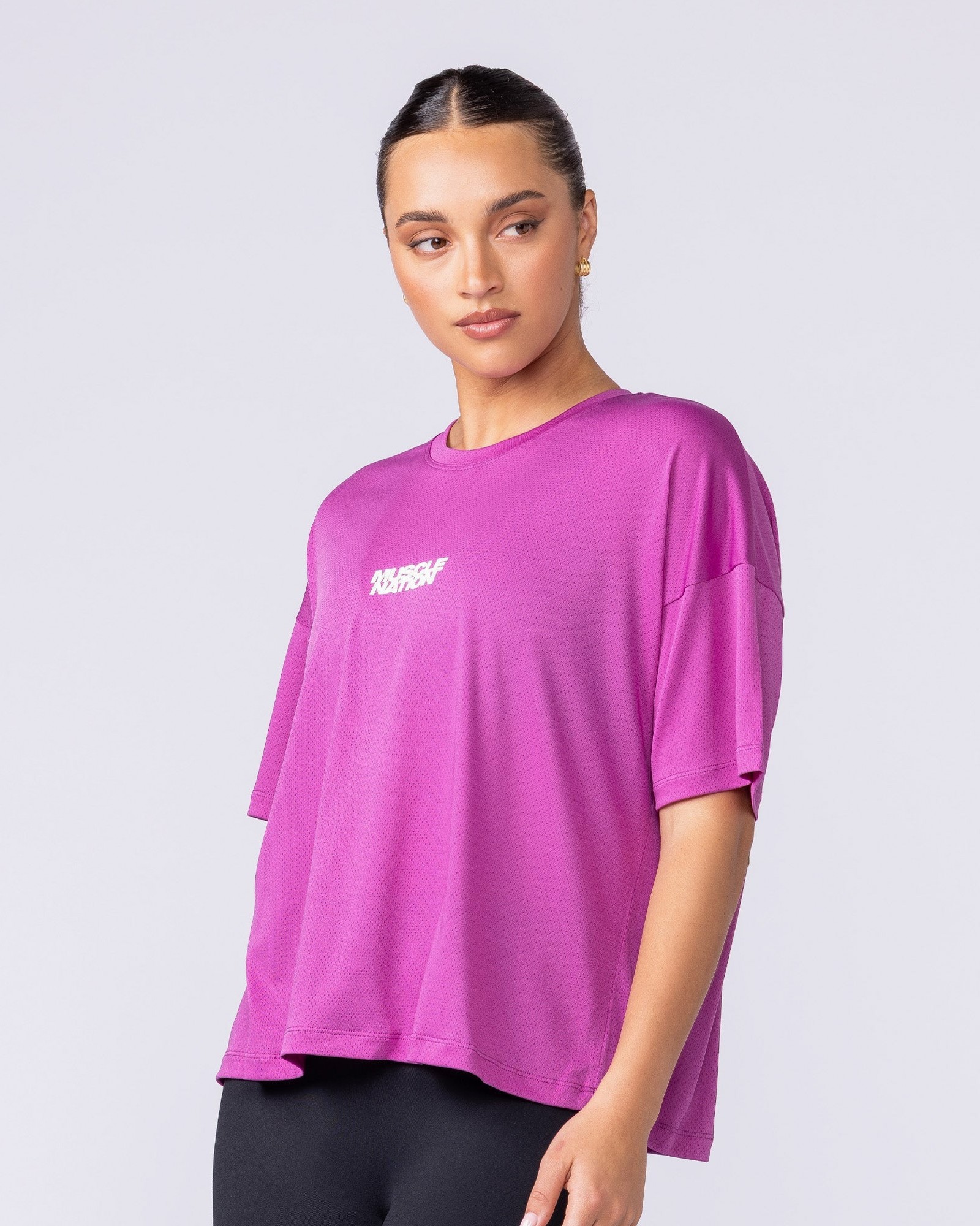 Boxy Training Tee - Radiant Orchid