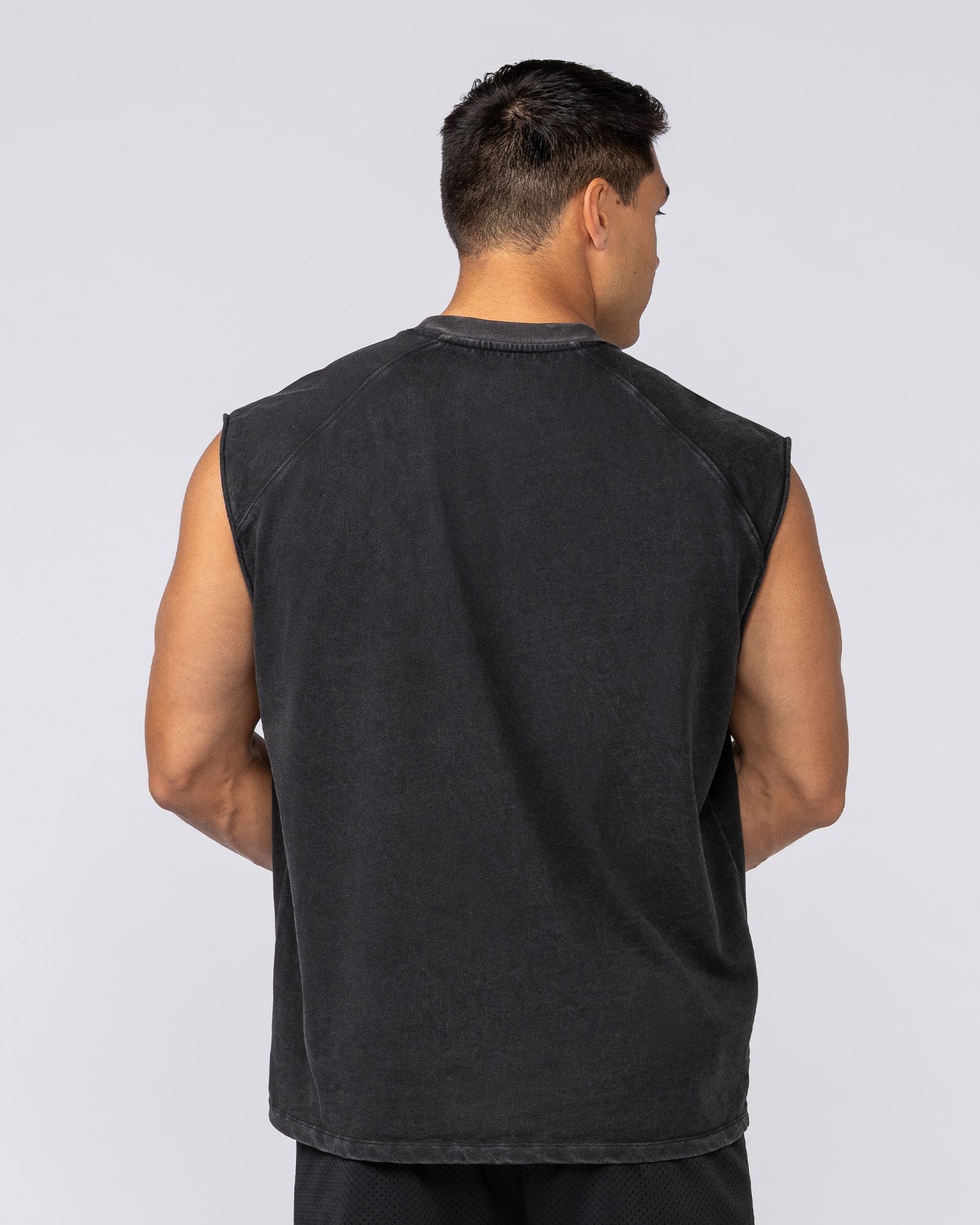Unleashed Oversized Vintage Boxy Muscle Tank - Washed Black