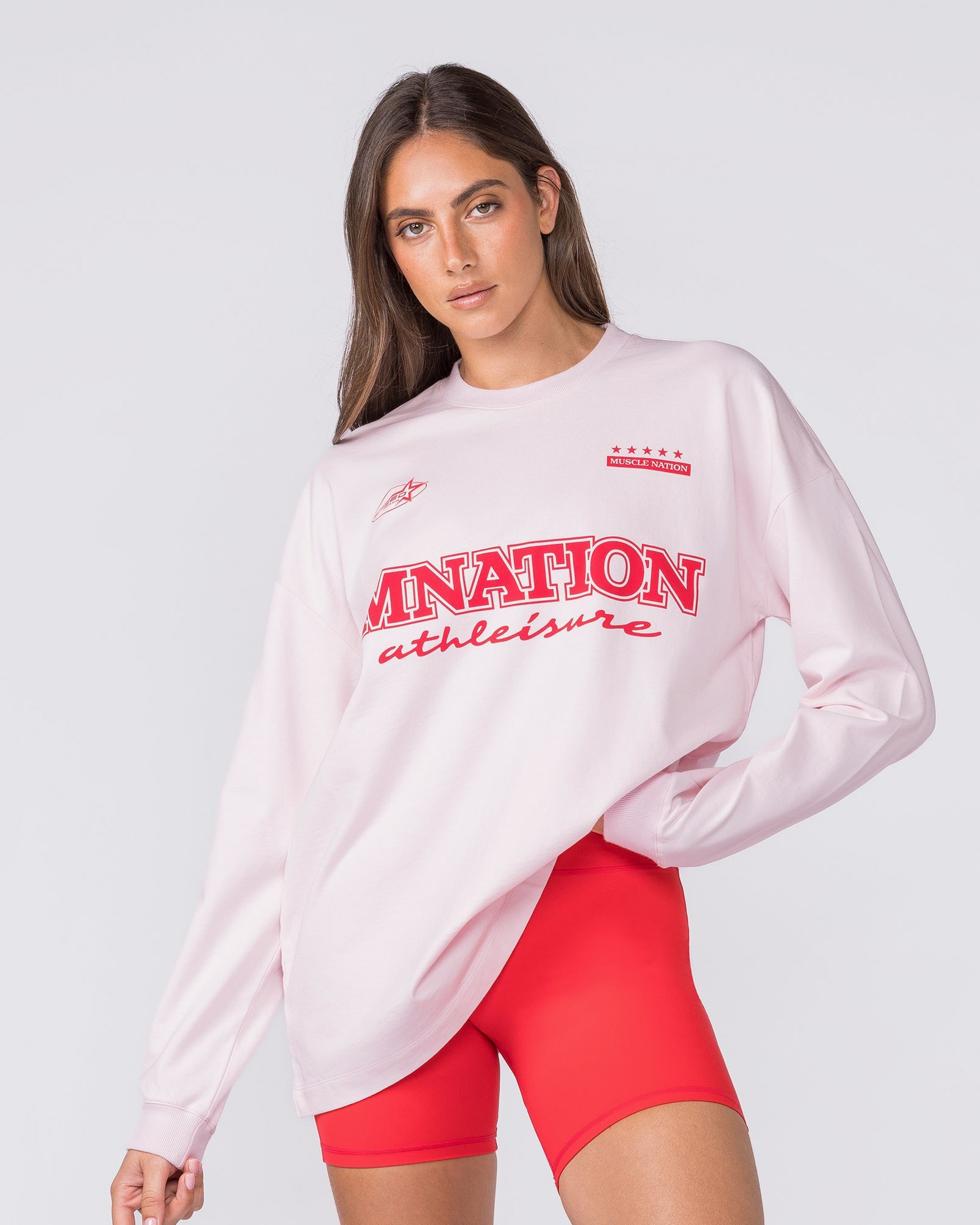 United Loopback Oversized Long Sleeve Top - Babydoll