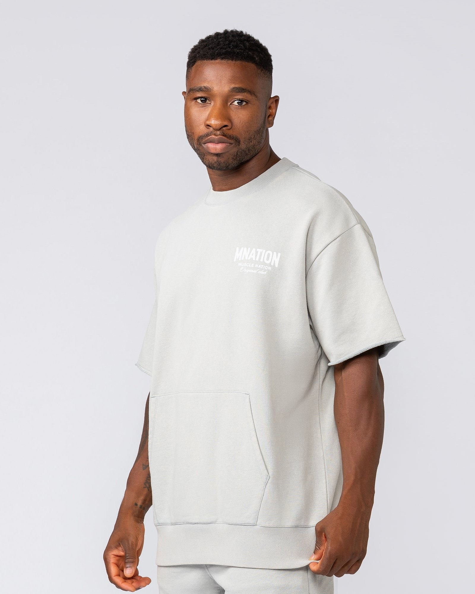 Heritage Loopback Oversized Tee - Washed Light Grey