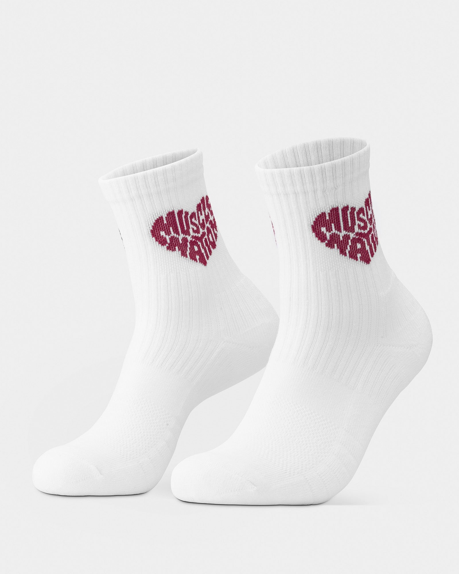 Womens Heart Crew Sock (2X Pack) - White / Grey Marl