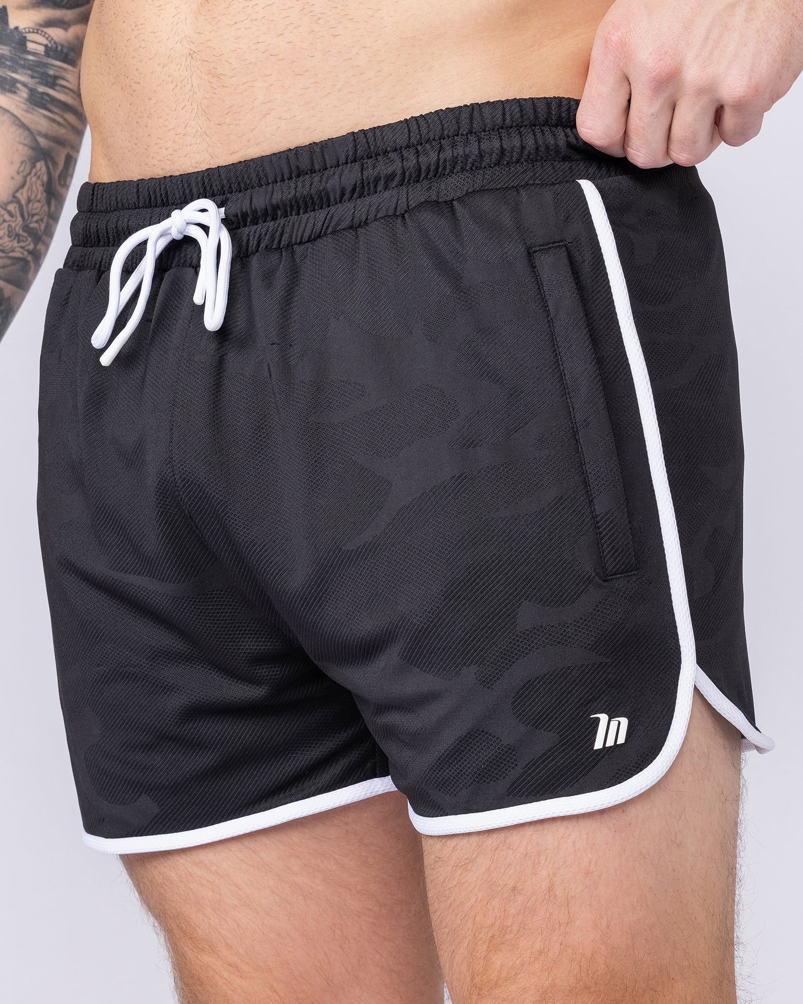 Tech Camo Retro Shorts - Black Camo