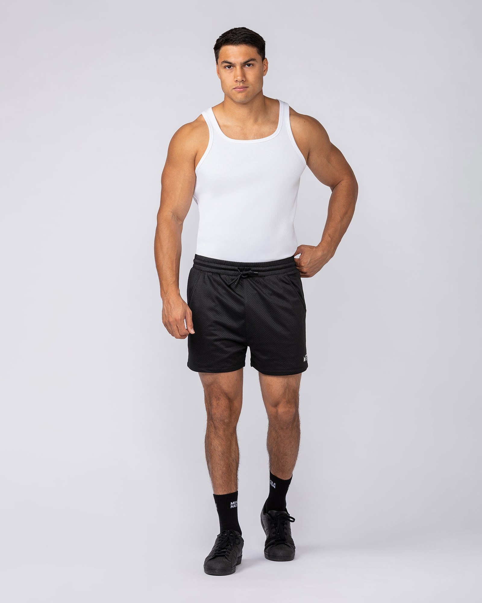 Ribbed Fitted Square Neck Training Tank - White