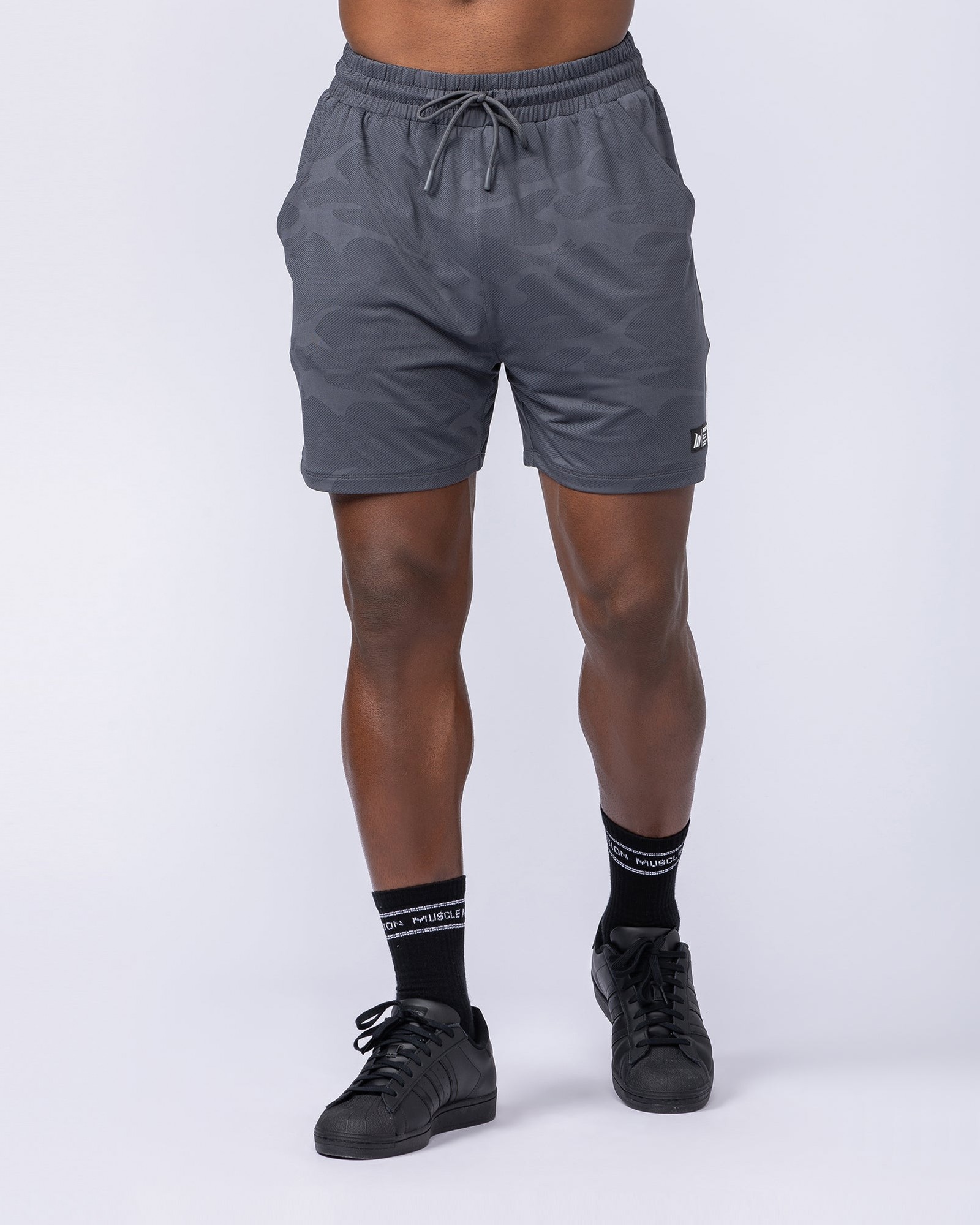 Tech Camo Lay Up 5" Shorts - Dark Grey Camo