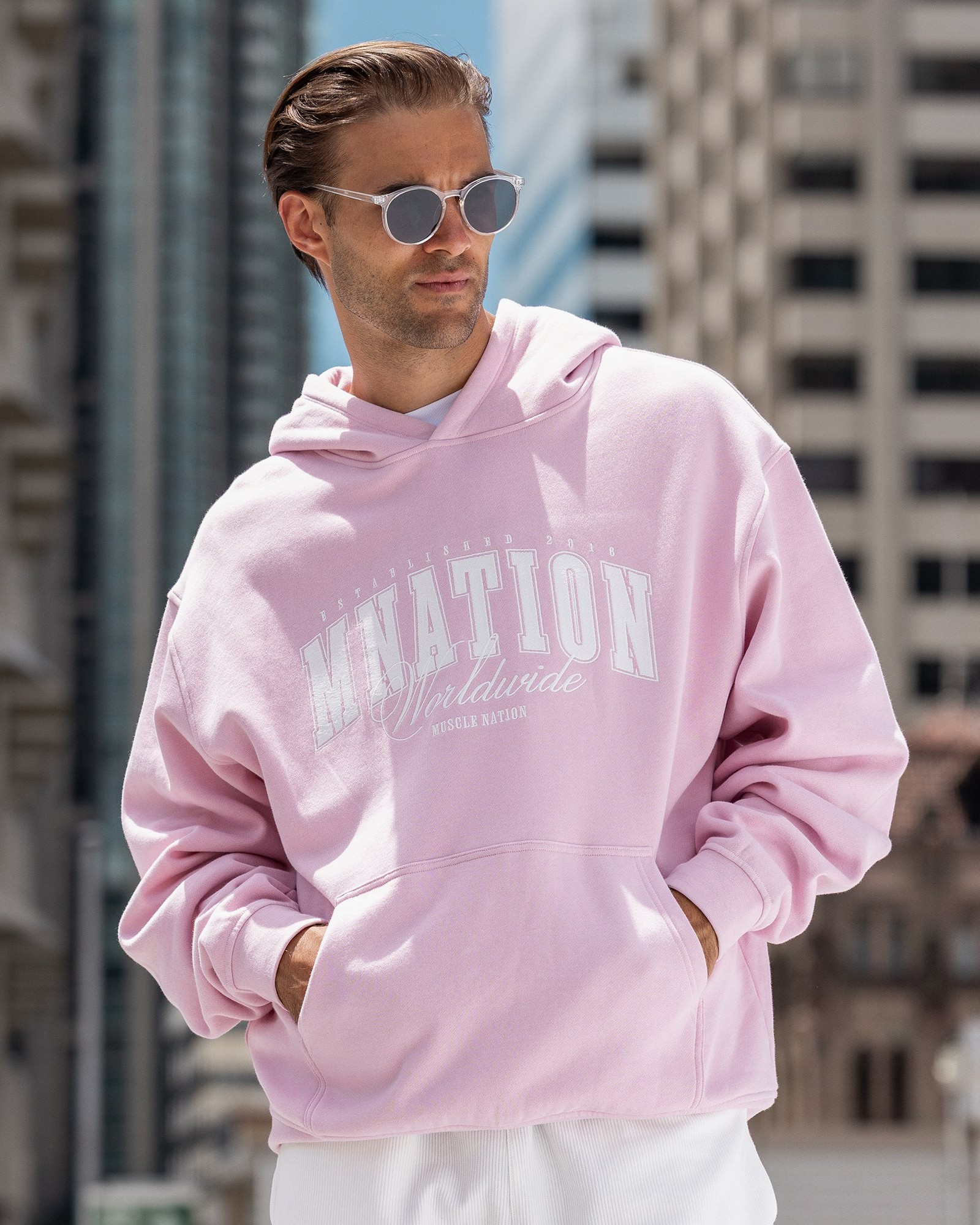 Worldclass Oversized Hoodie - Washed Powder Pink