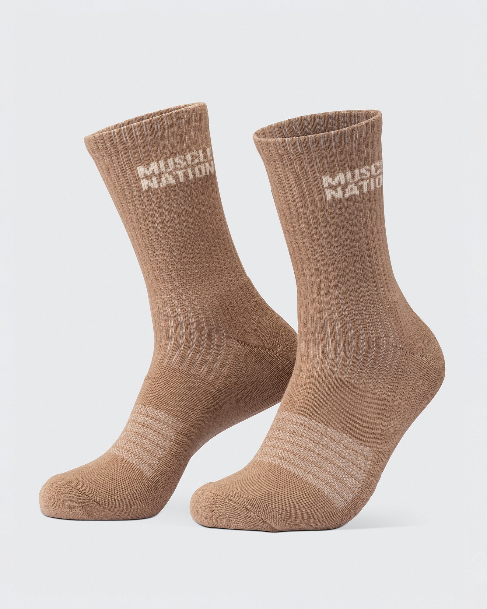 Mens Essential Crew Socks (2x Pack) - Taupe / Dew