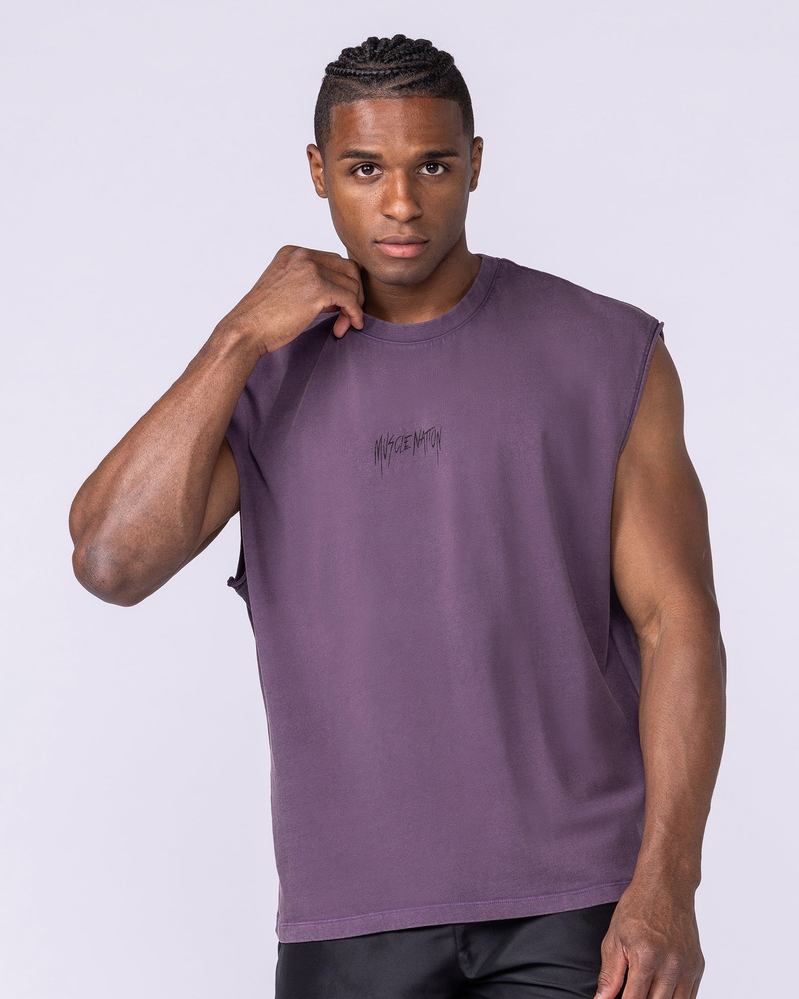 Heartless Vintage Boxy Muscle Tank - Washed Dark Purple