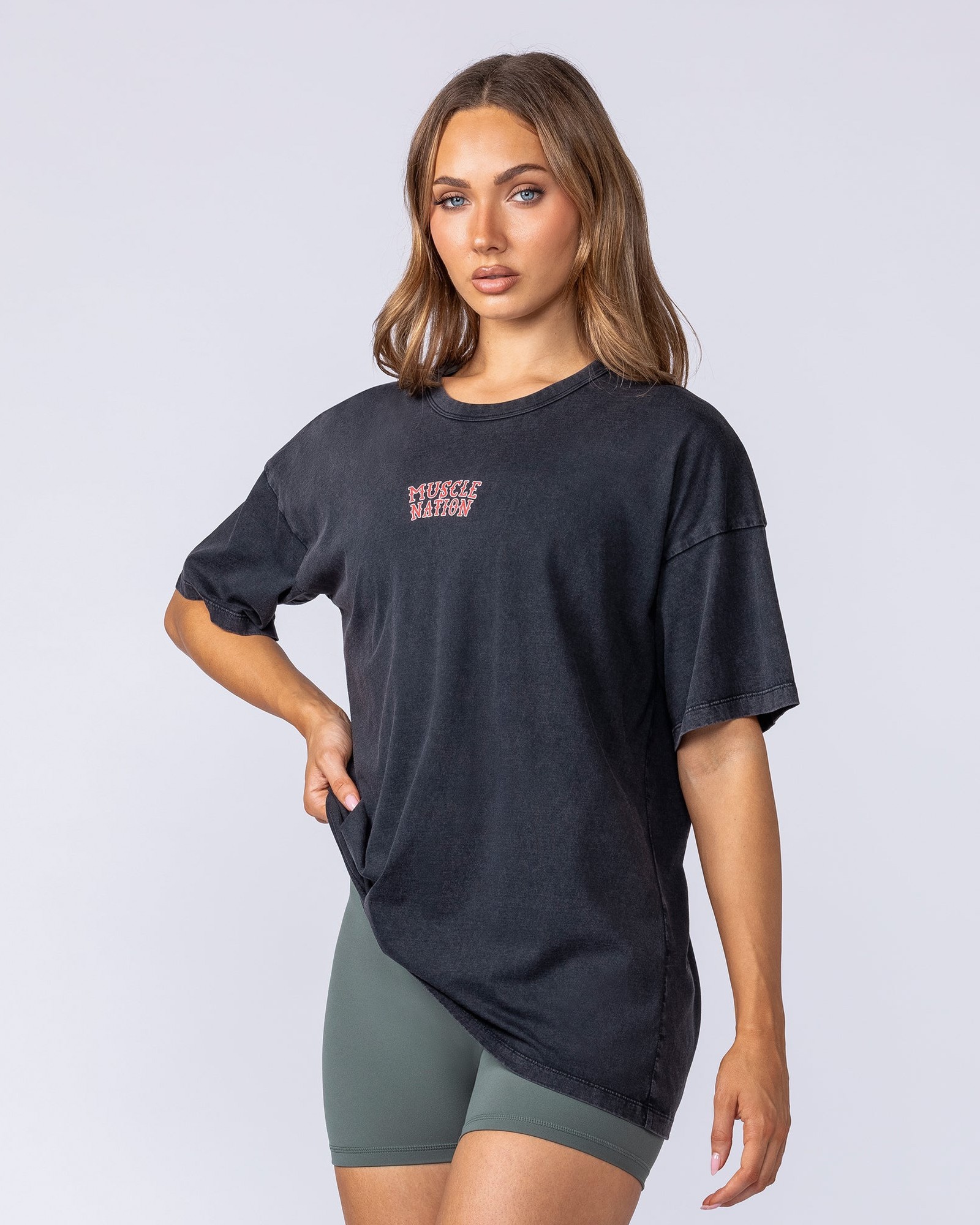 Hearts On Fire Oversized Tee - Washed Black