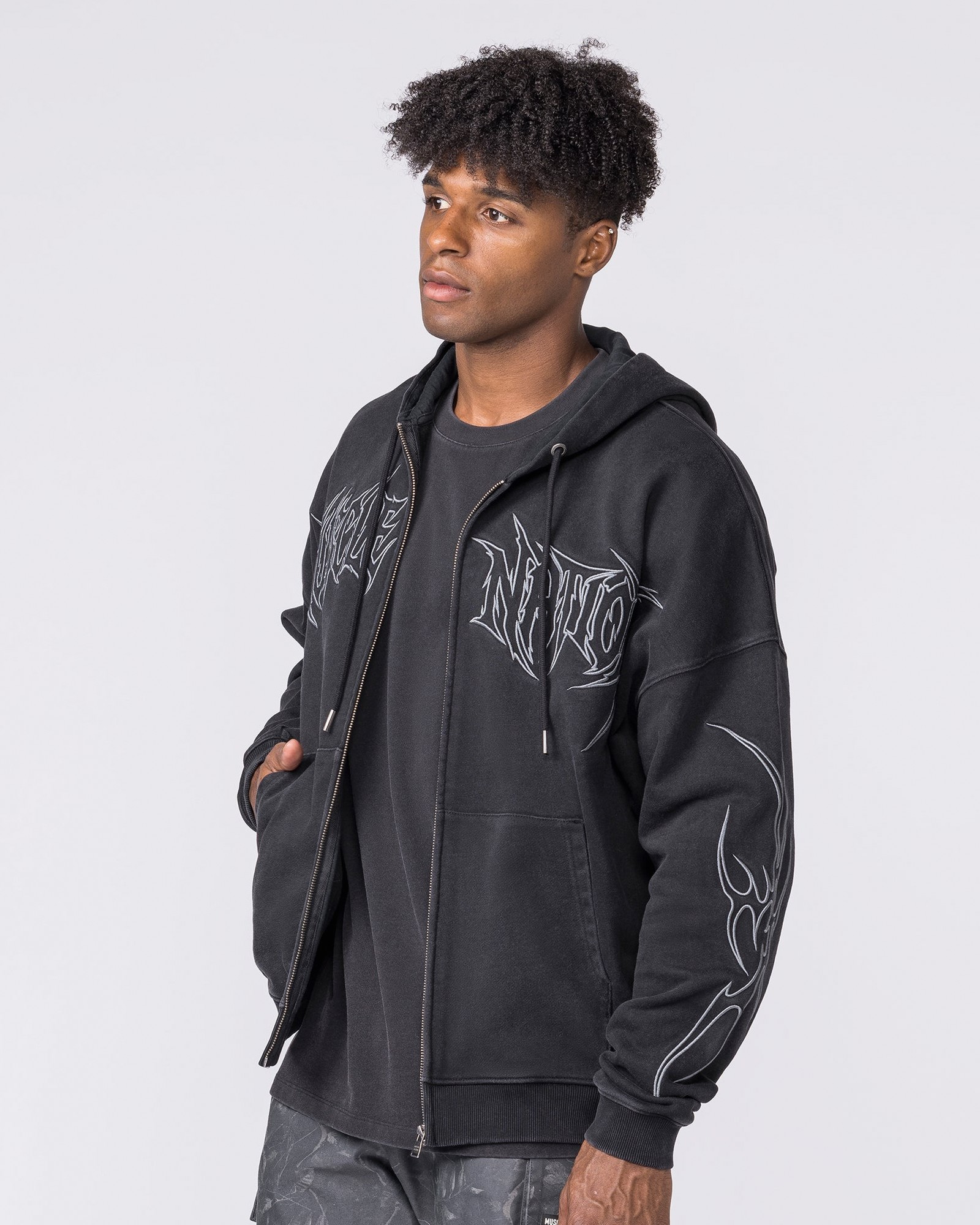 Breakout Vintage Zip Hoodie - Washed Black