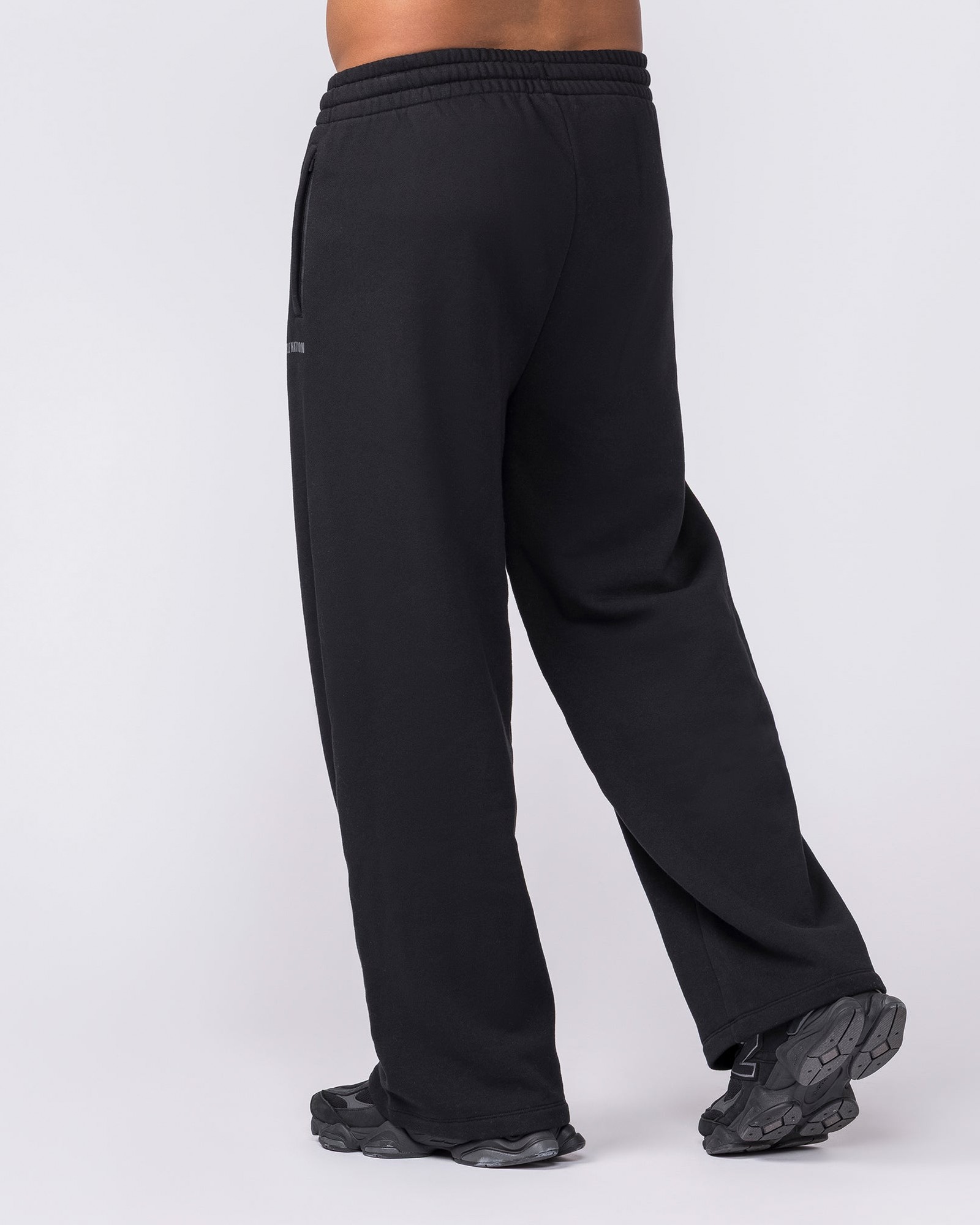 Essential Wide Leg Trackies - Black