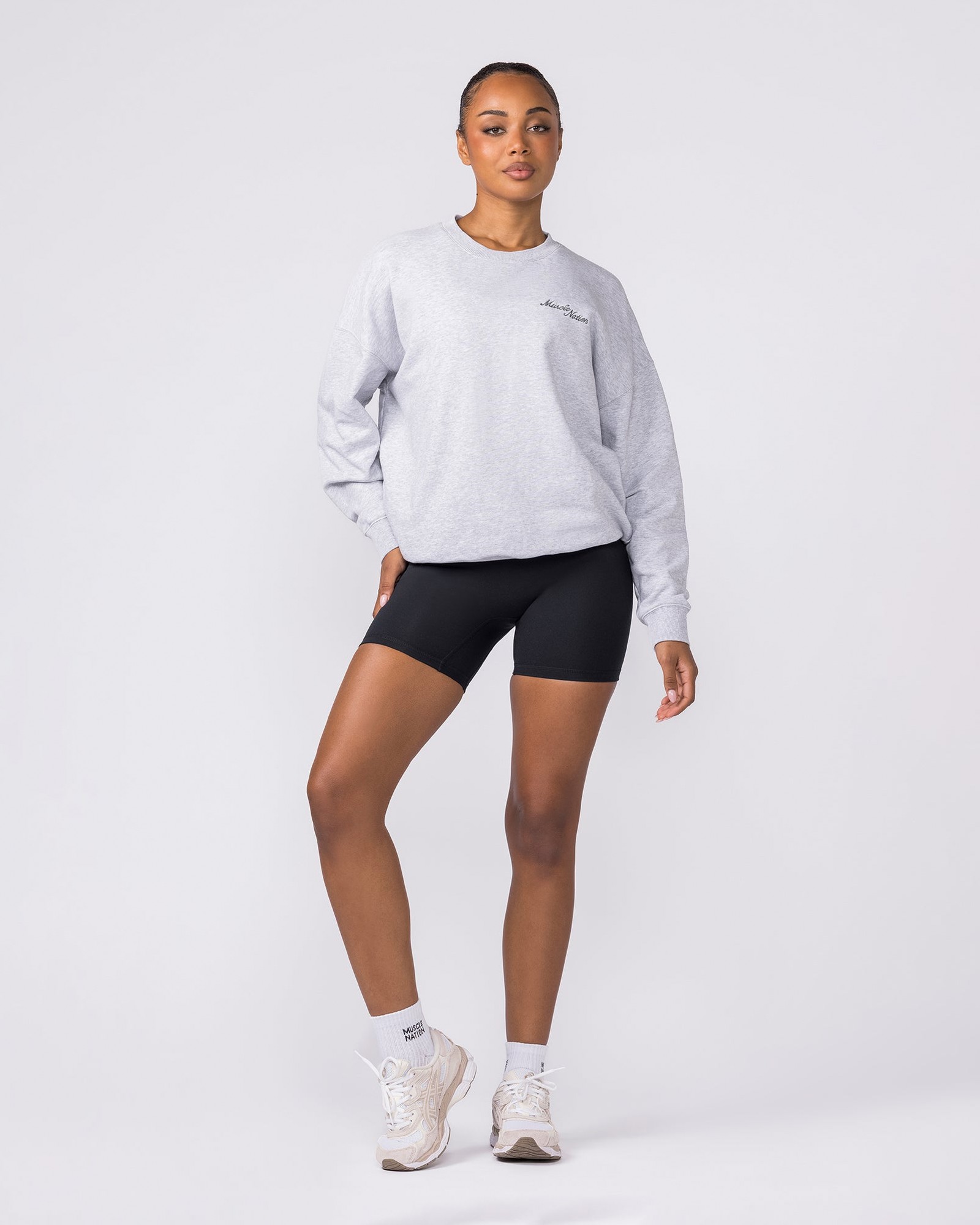 Collective Boxy Pullover - Light Grey Marl