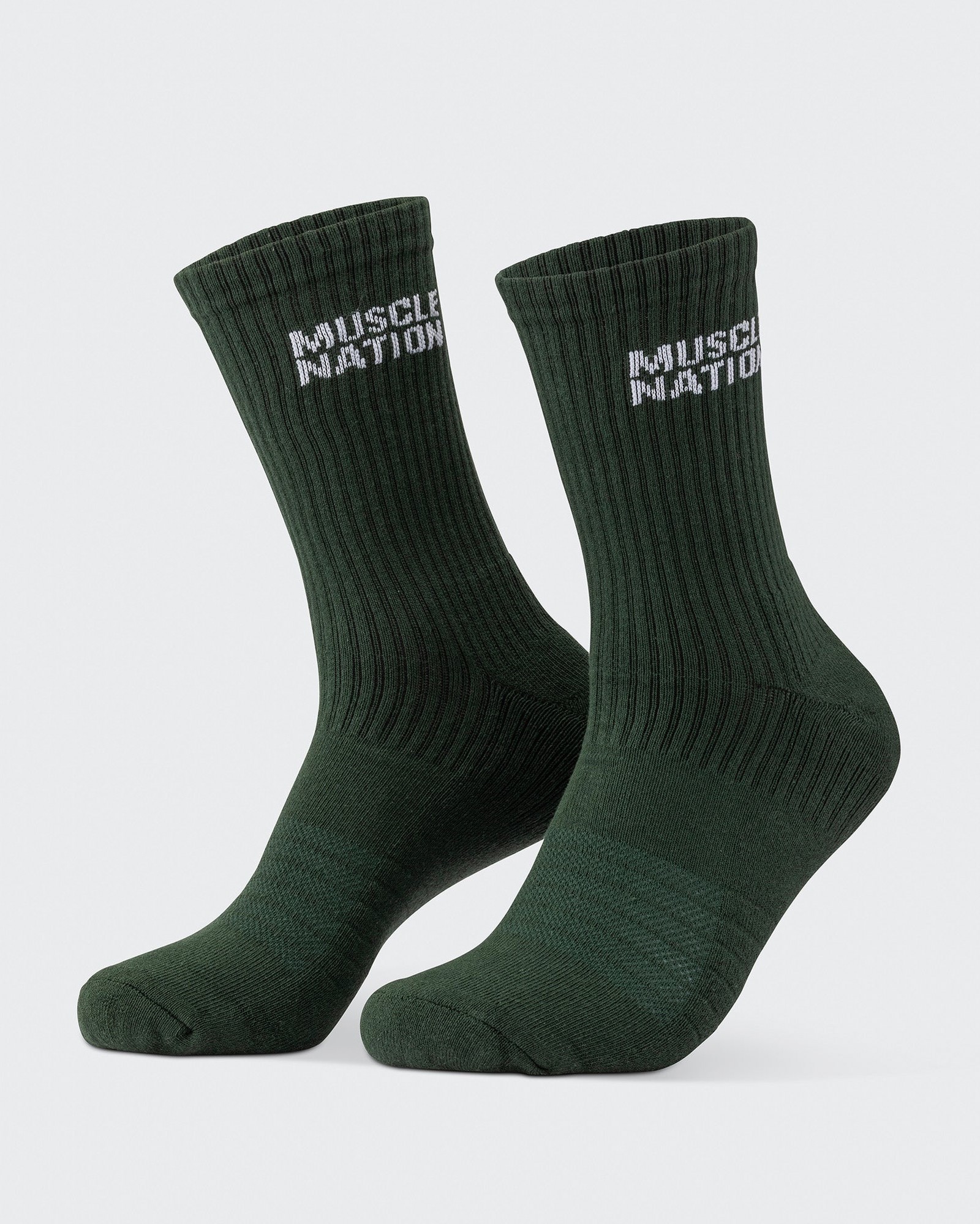 Mens Essential Crew Socks (3x Pack) - Cream / Eggshell / Evergreen