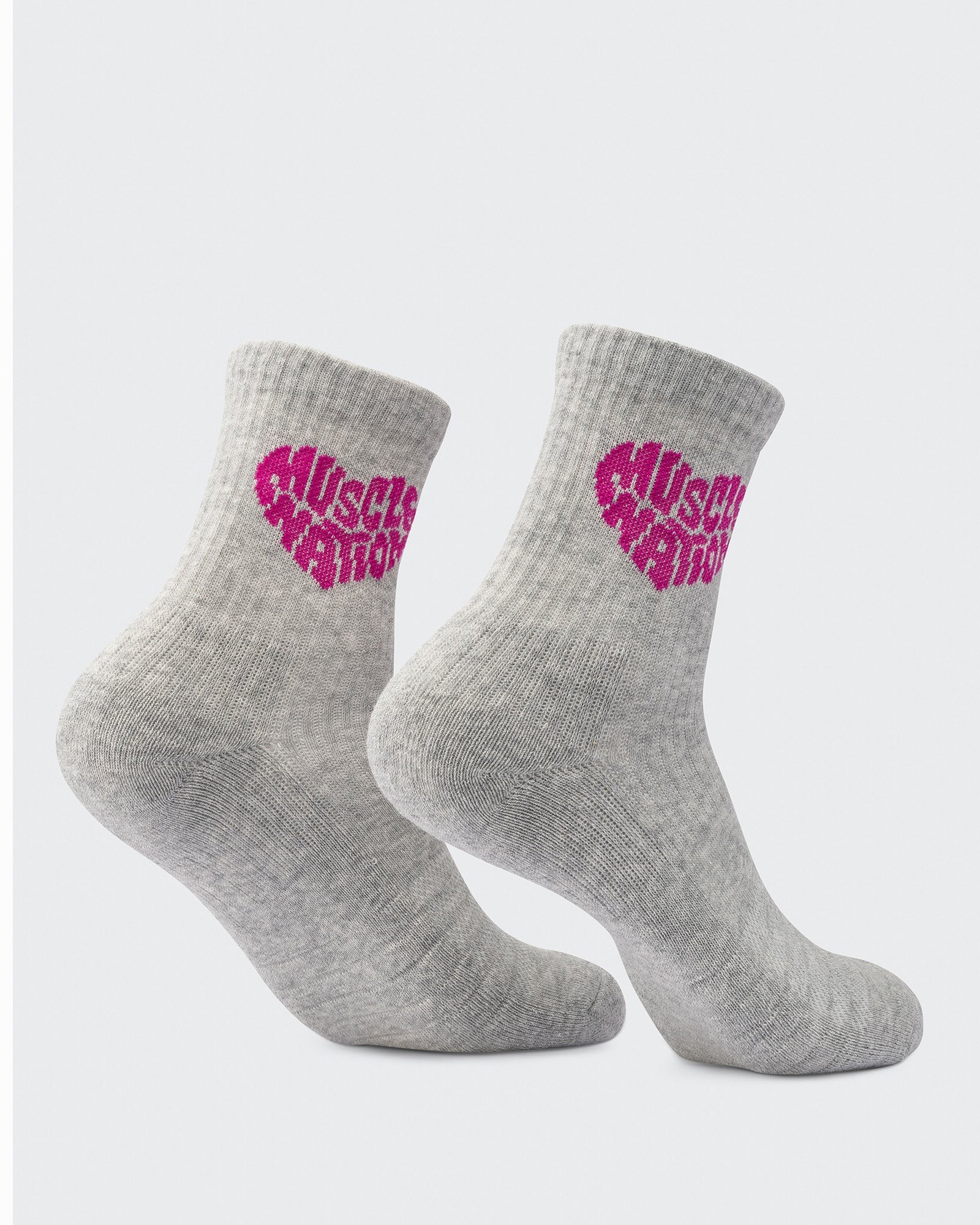 Womens Heart Crew Sock (2X Pack) - White / Grey Marl