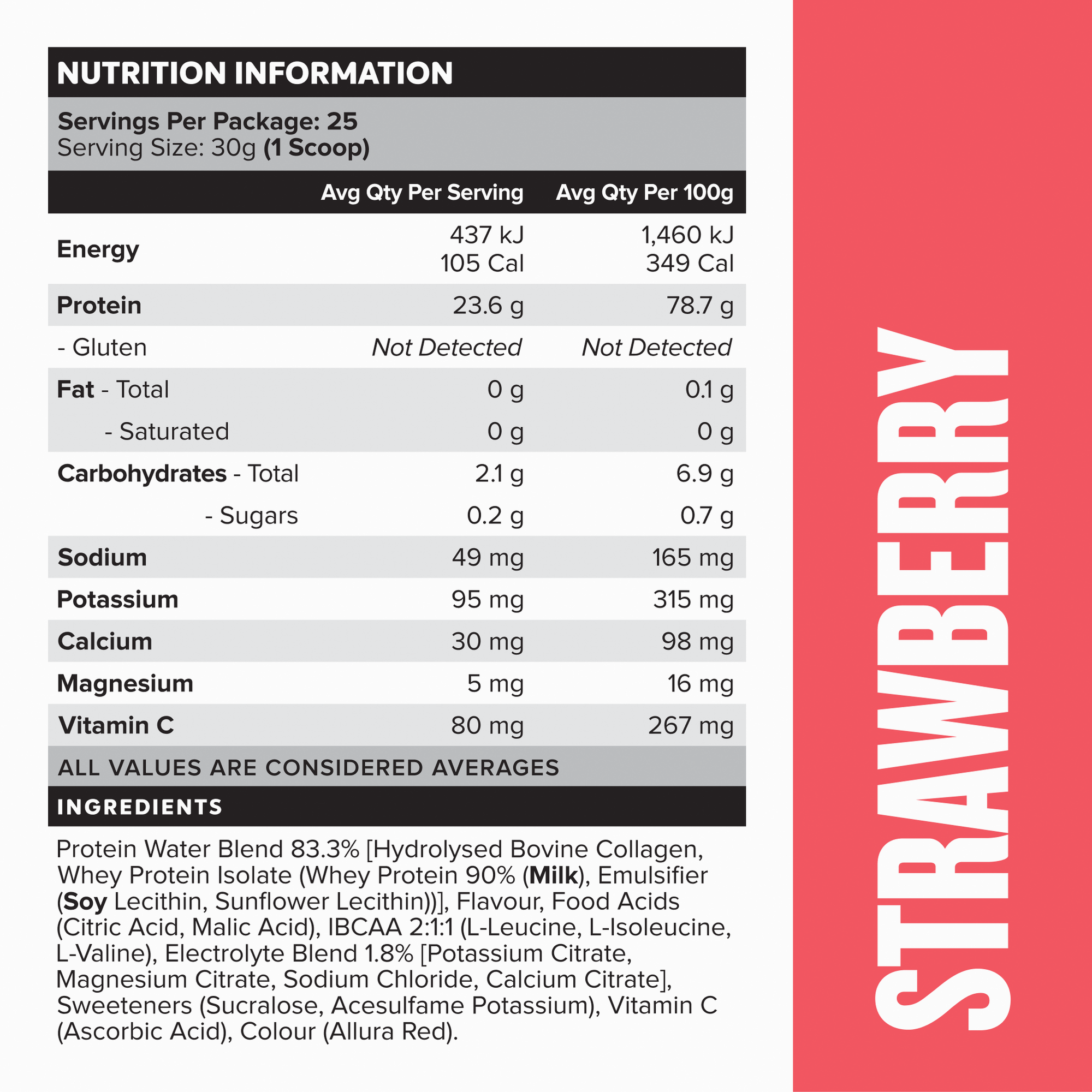 PROTEIN WATER - Strawberry - 25 serves