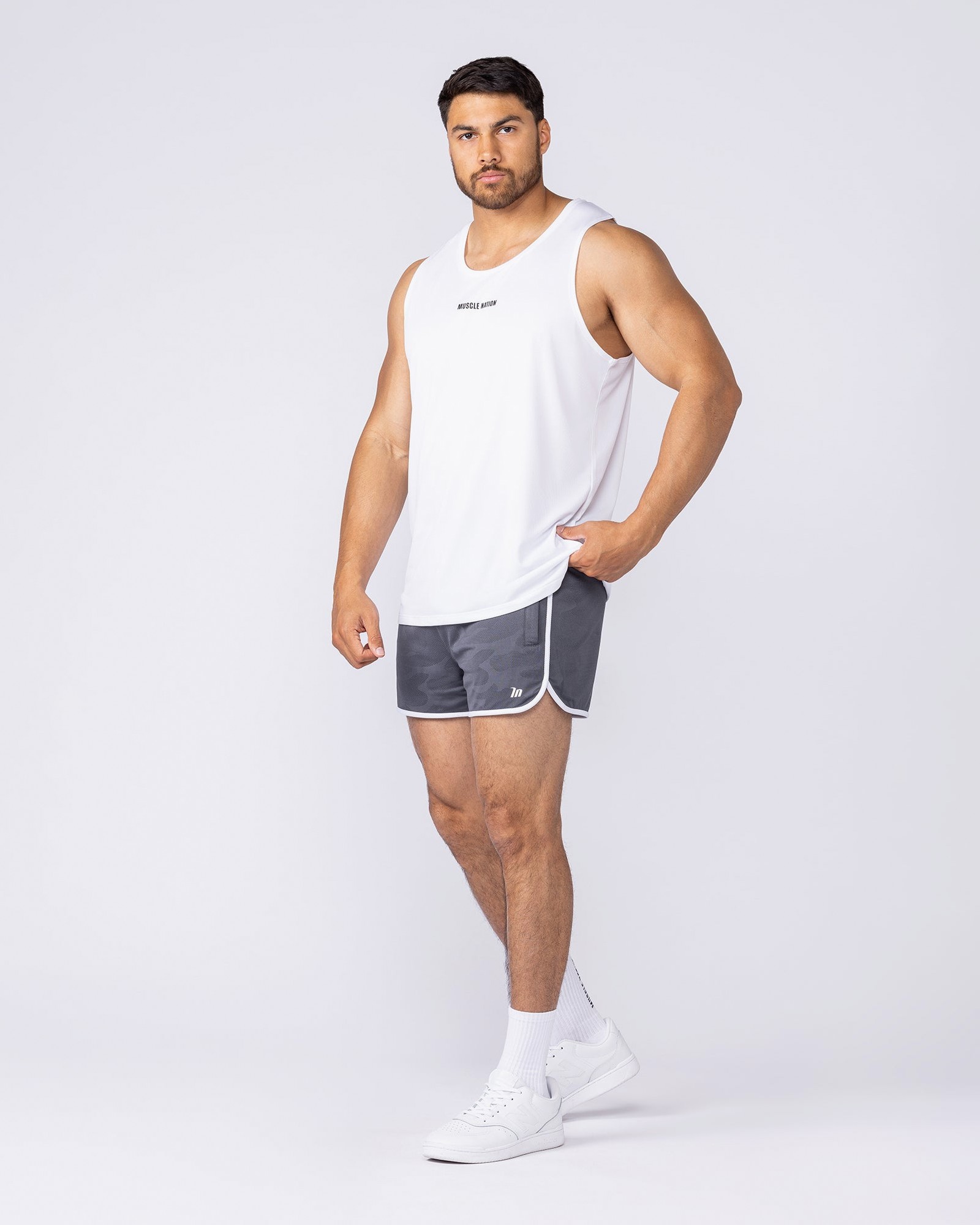 Tech Camo Retro Shorts - Dark Grey Camo
