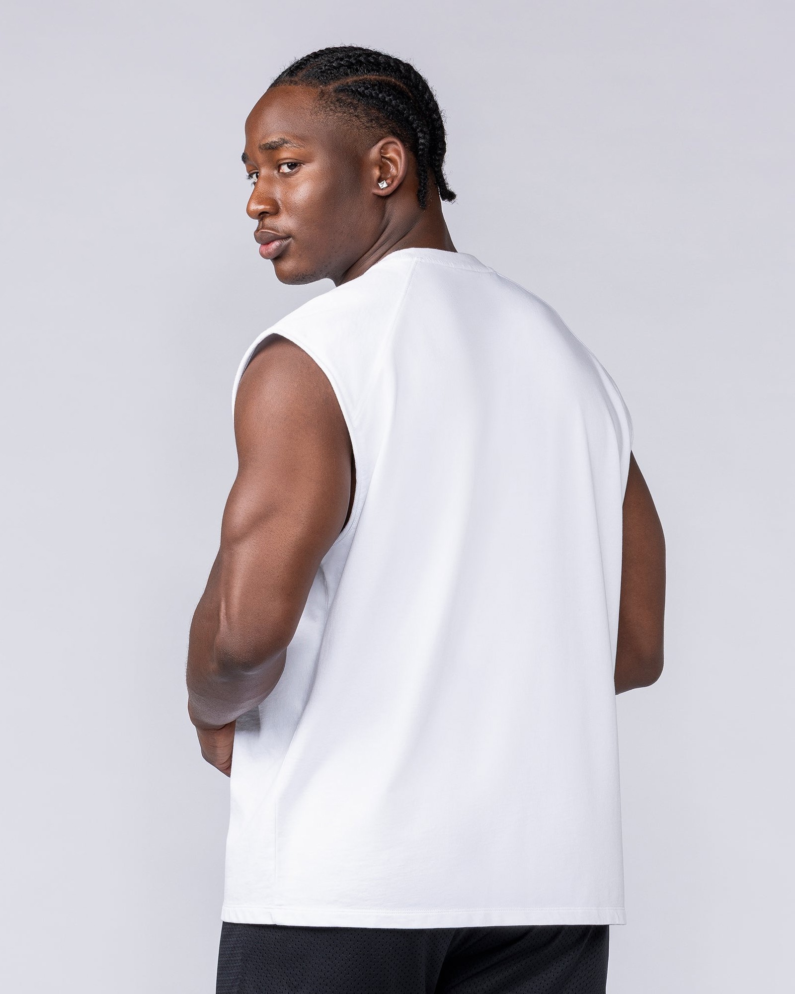 Essential Boxy Muscle Tank - White