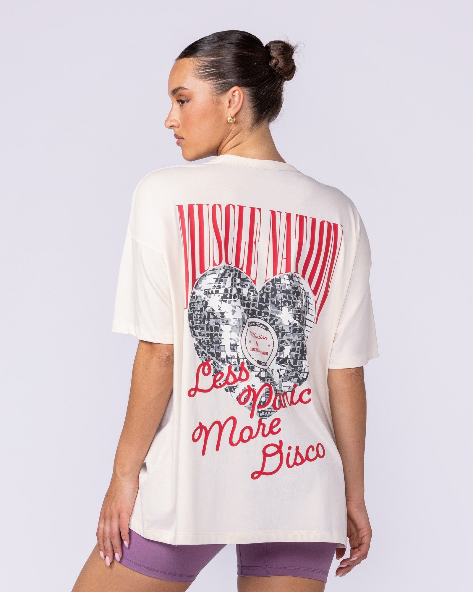 Less Panic More Disco Oversized Tee - Travertine