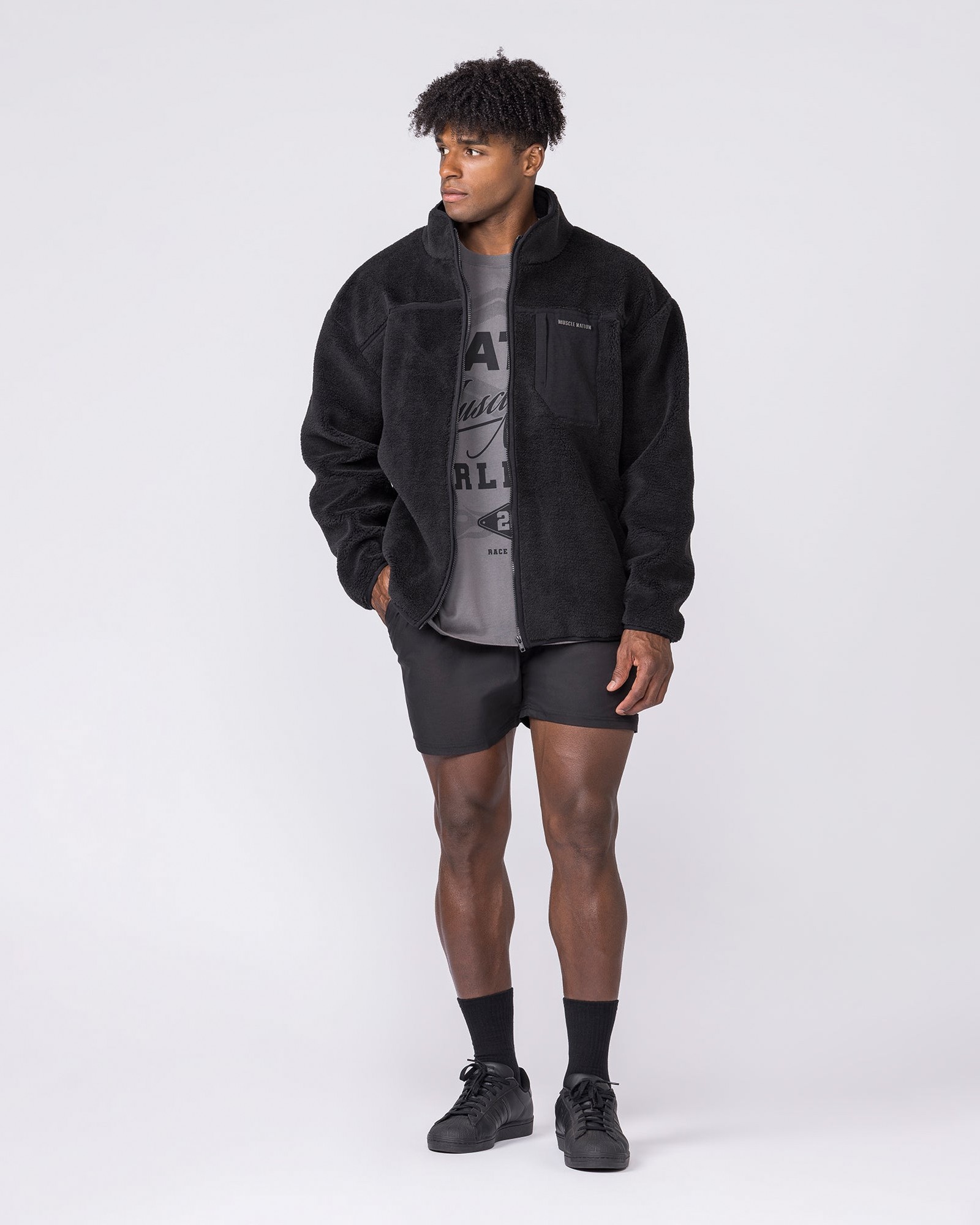 Nomad Sherpa Zip Through Jacket - Black