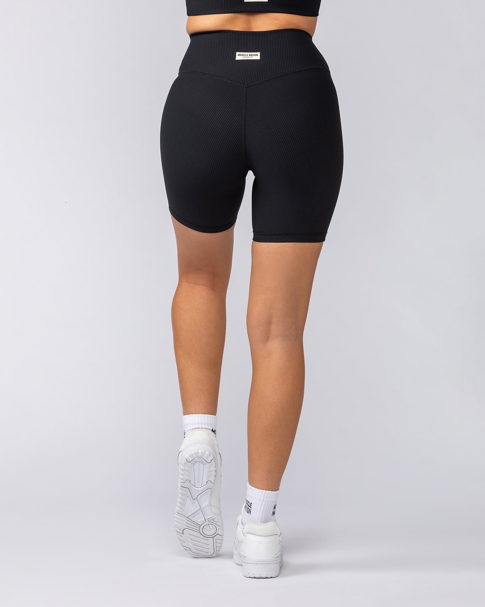 Zero Rise Rib Bike Shorts - Black (Silicone Logo)