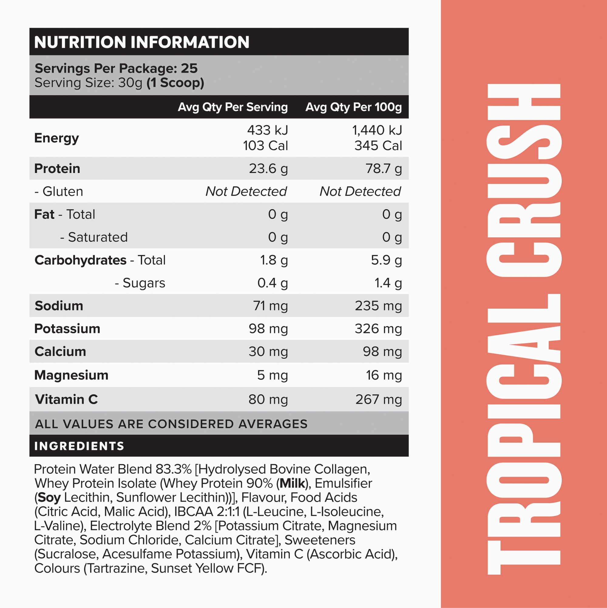 PROTEIN WATER - Tropical Crush - 25 serves