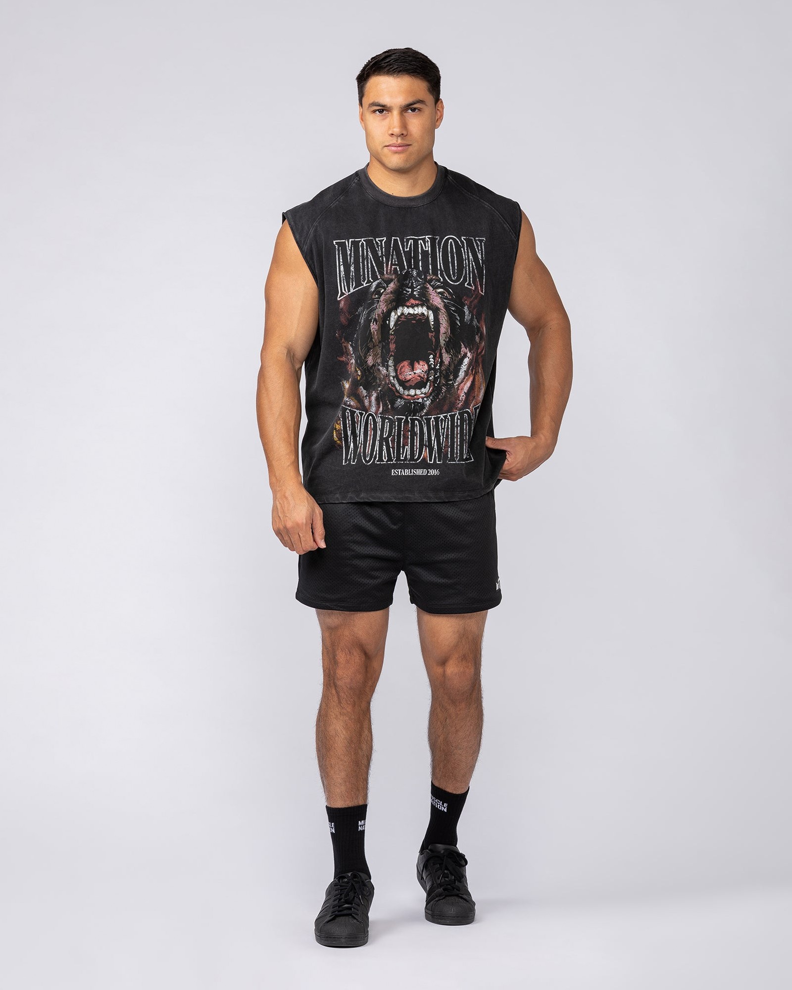 Unleashed Oversized Vintage Boxy Muscle Tank - Washed Black