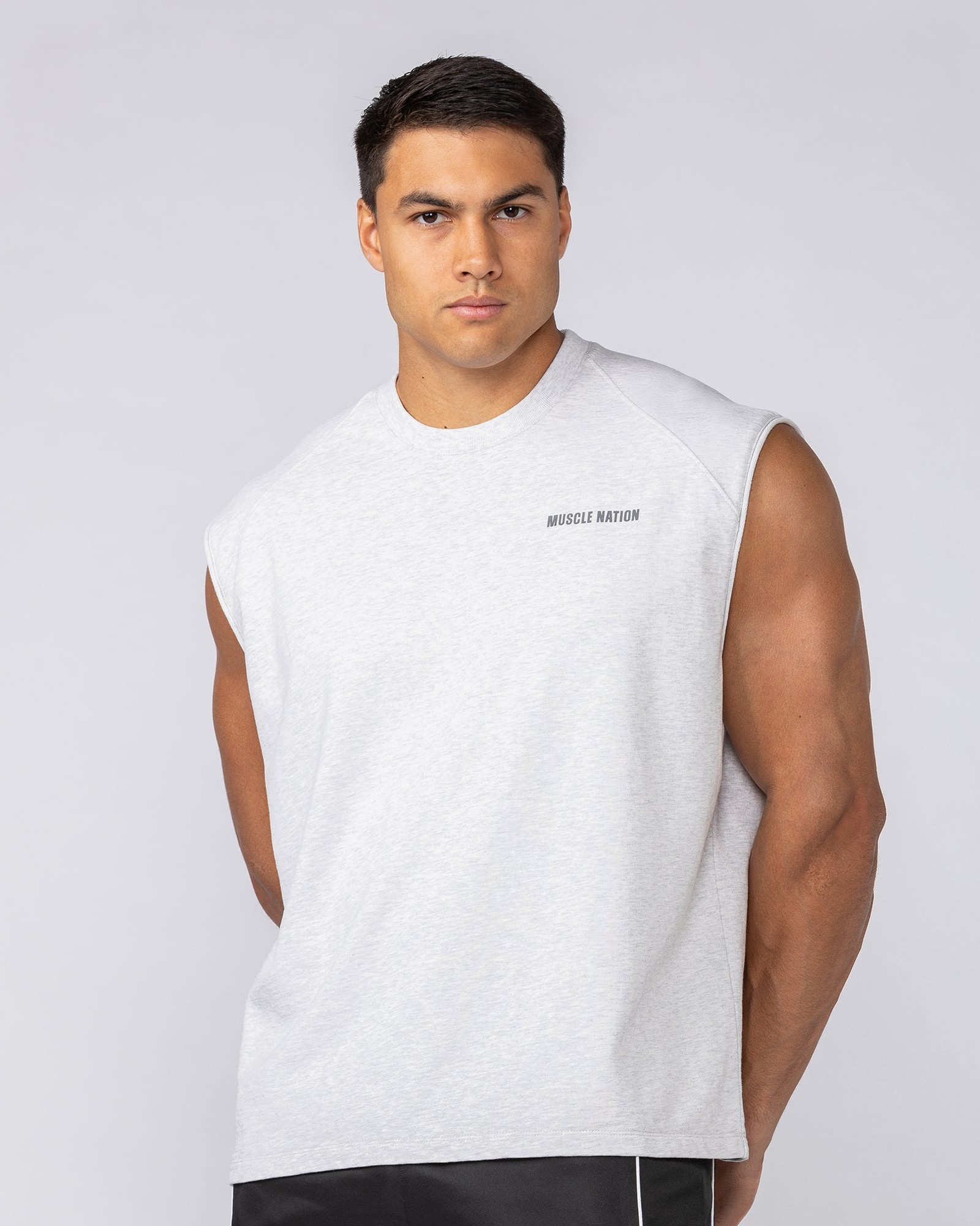 Essential Boxy Muscle Tank - Snow Grey Marl