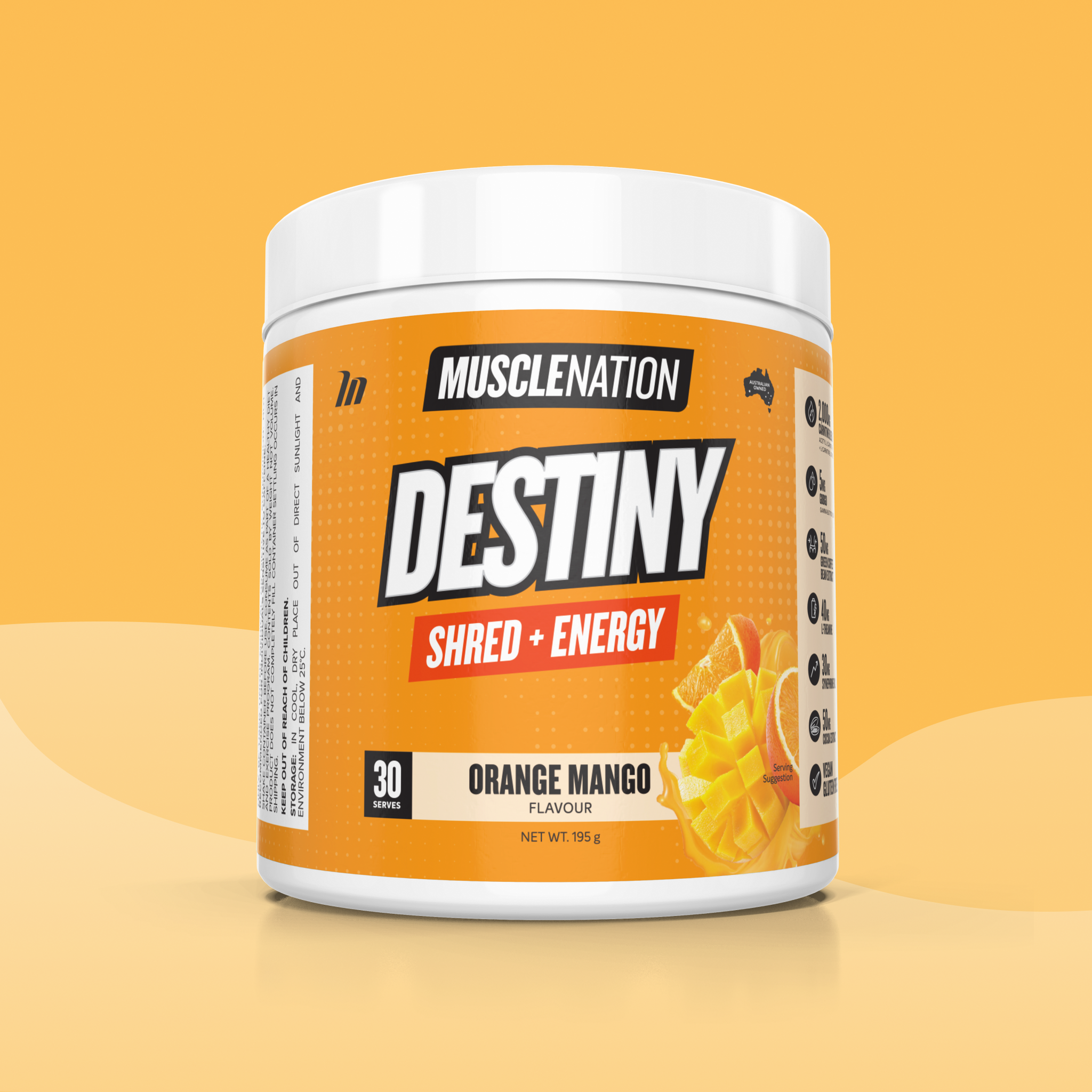 DESTINY Pre-Workout Burn - Orange Mango - 30 serves