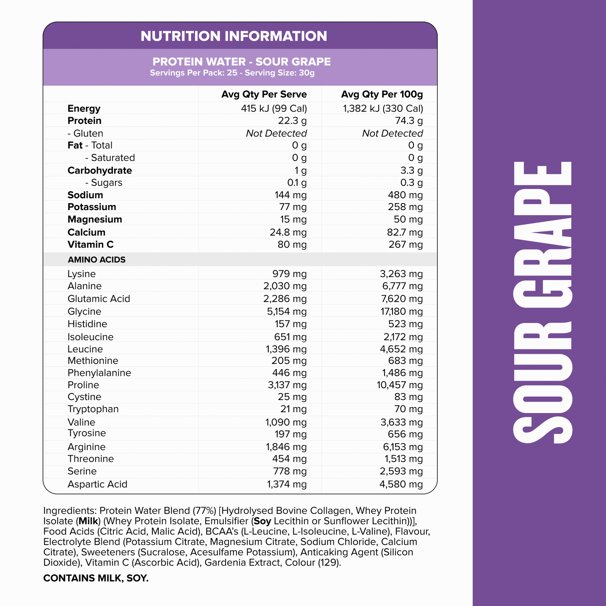 PROTEIN WATER - Sour Grape - 25 serves