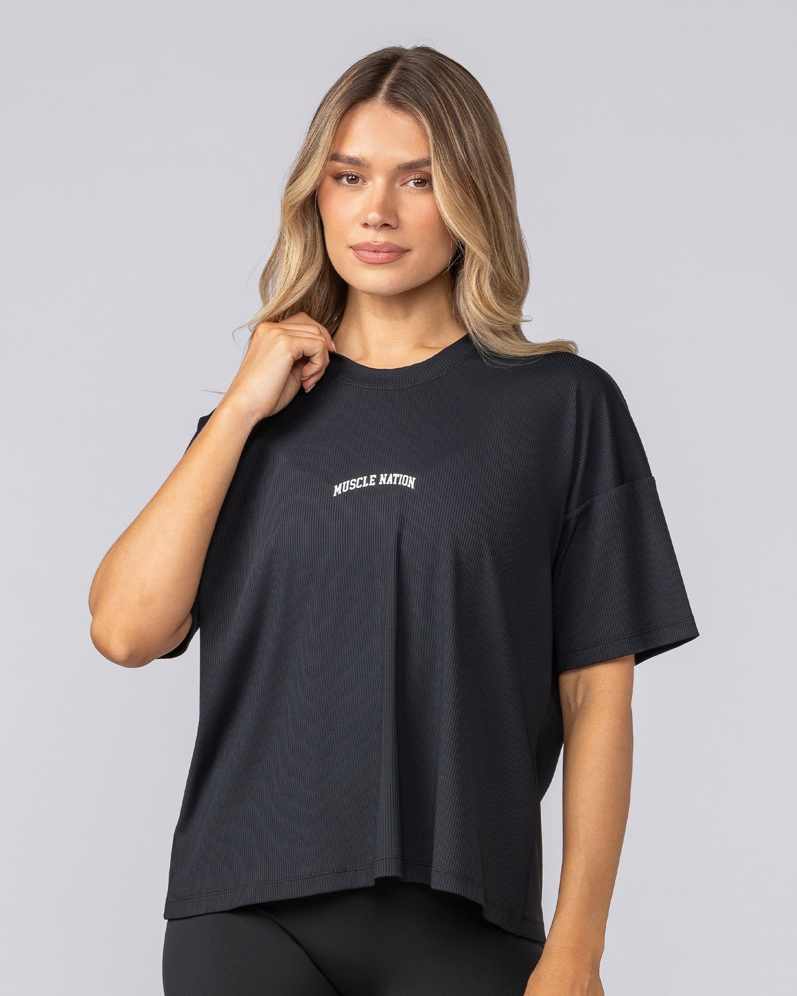 Rib Boxy Training Tee - Black