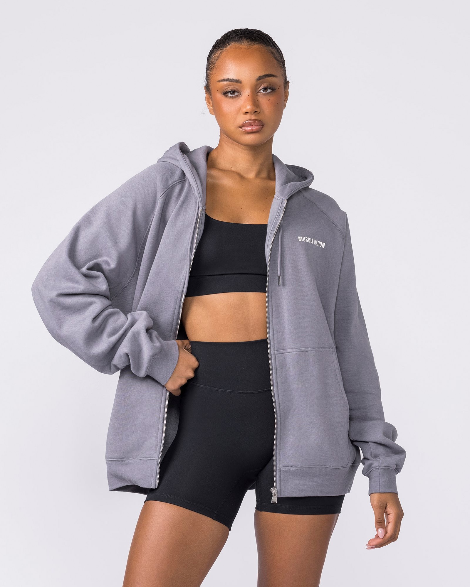 Essential Zip Hoodie - Cement