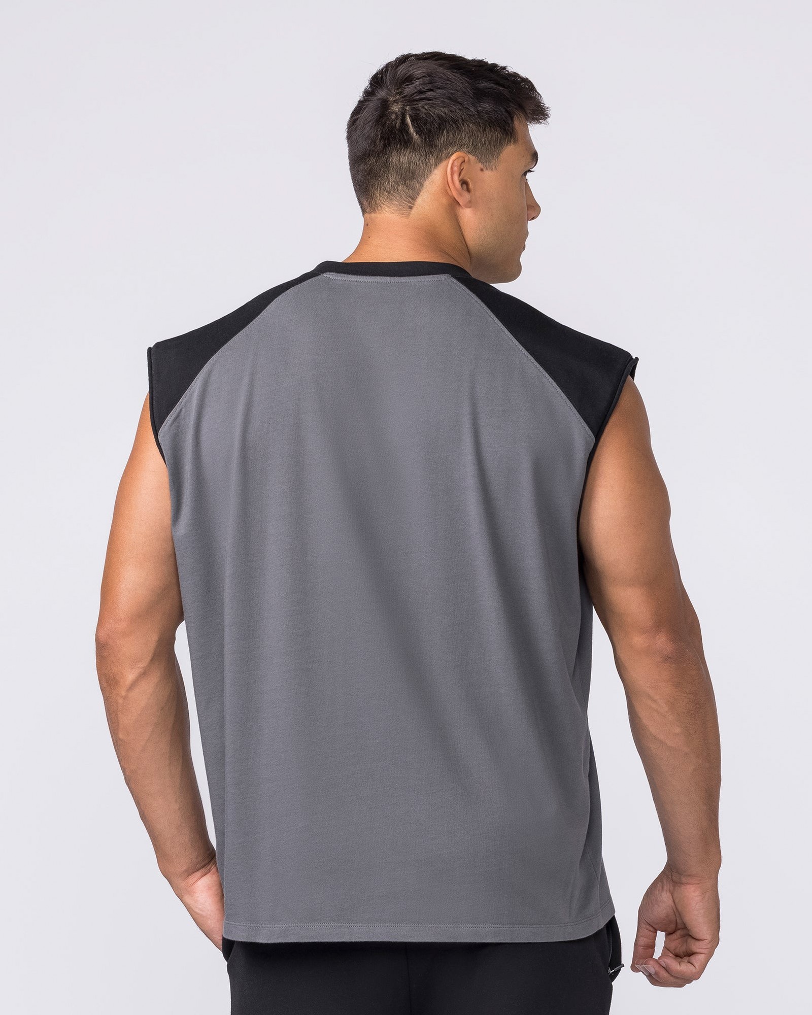 Essential Raglan Boxy Muscle Tank - Tornado / Black