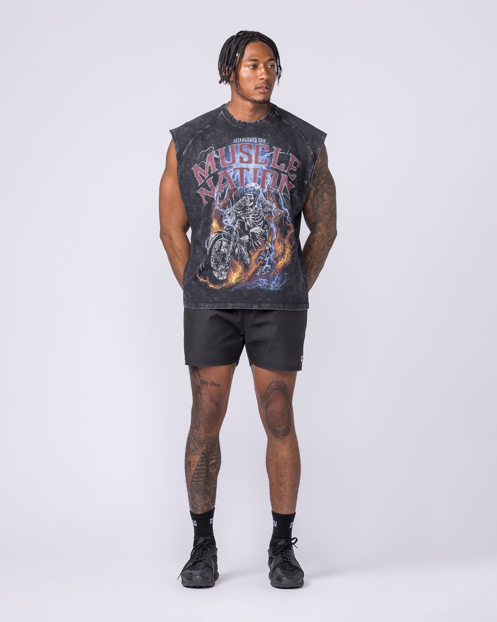 Full Throttle Vintage Boxy Muscle Tank - Washed Black