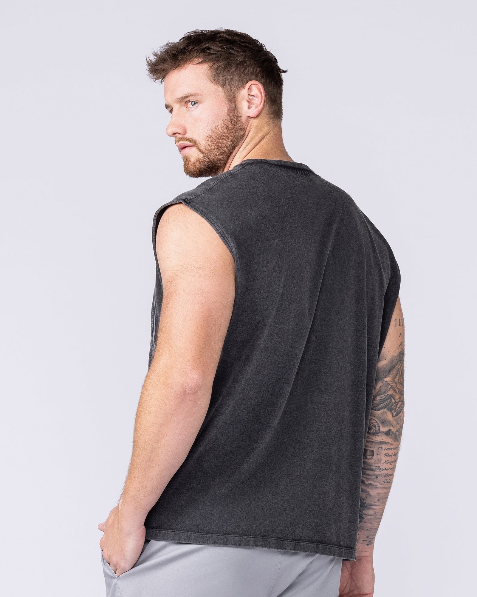 Spartan Vintage Boxy Muscle Tank - Washed Black