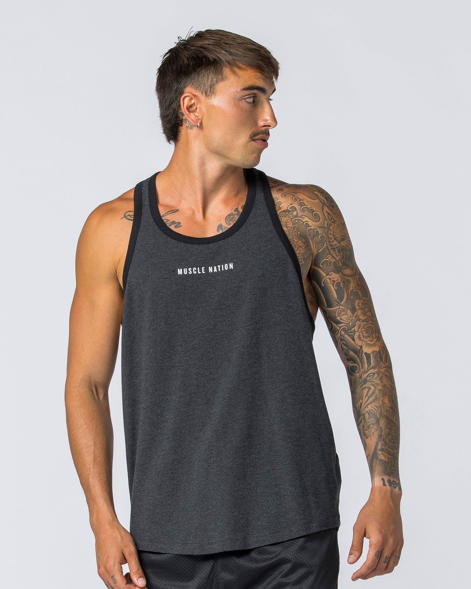 Striker Y Back Singlet - Black Marl (Black Bind)