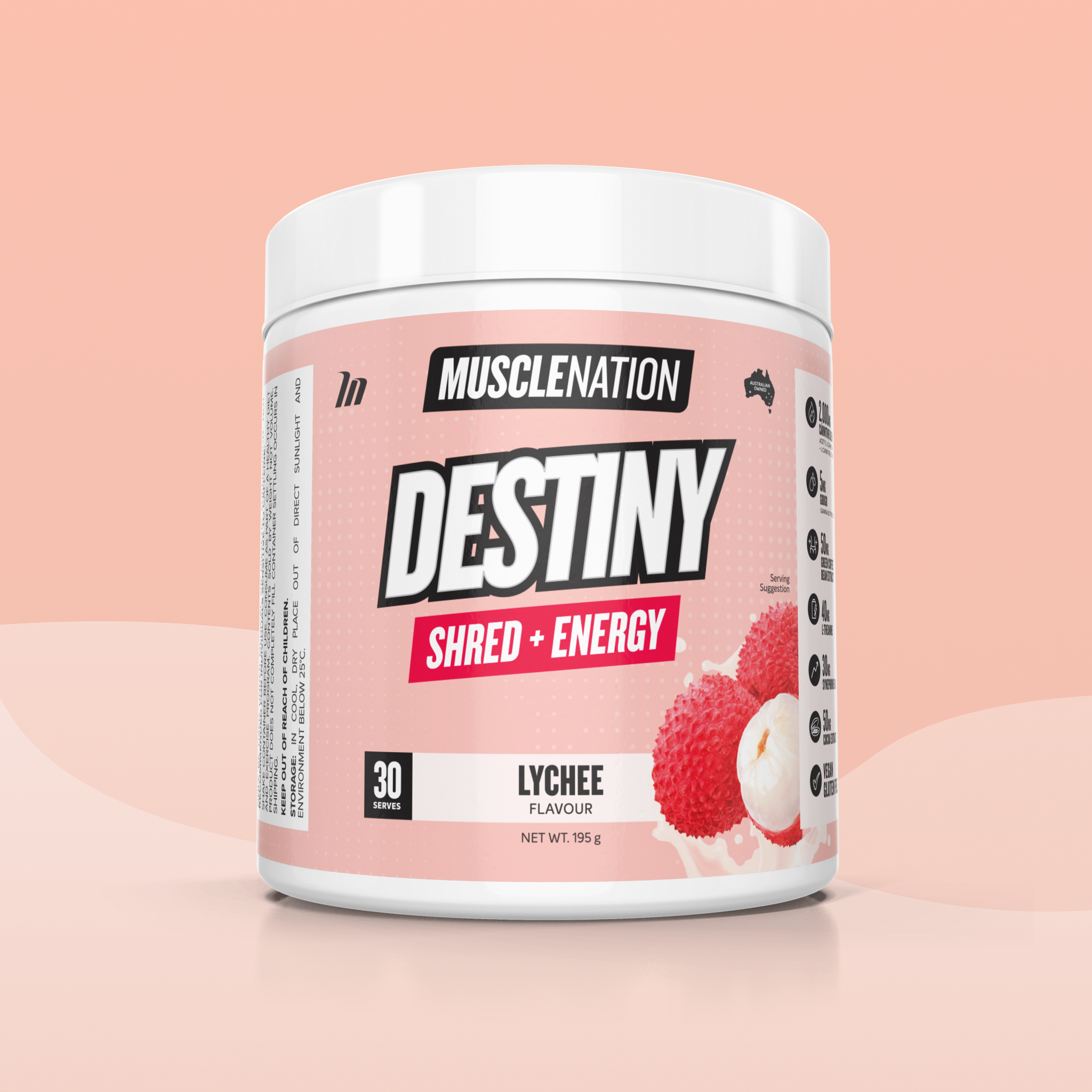 DESTINY Pre-Workout Burn - Lychee - 30 serves