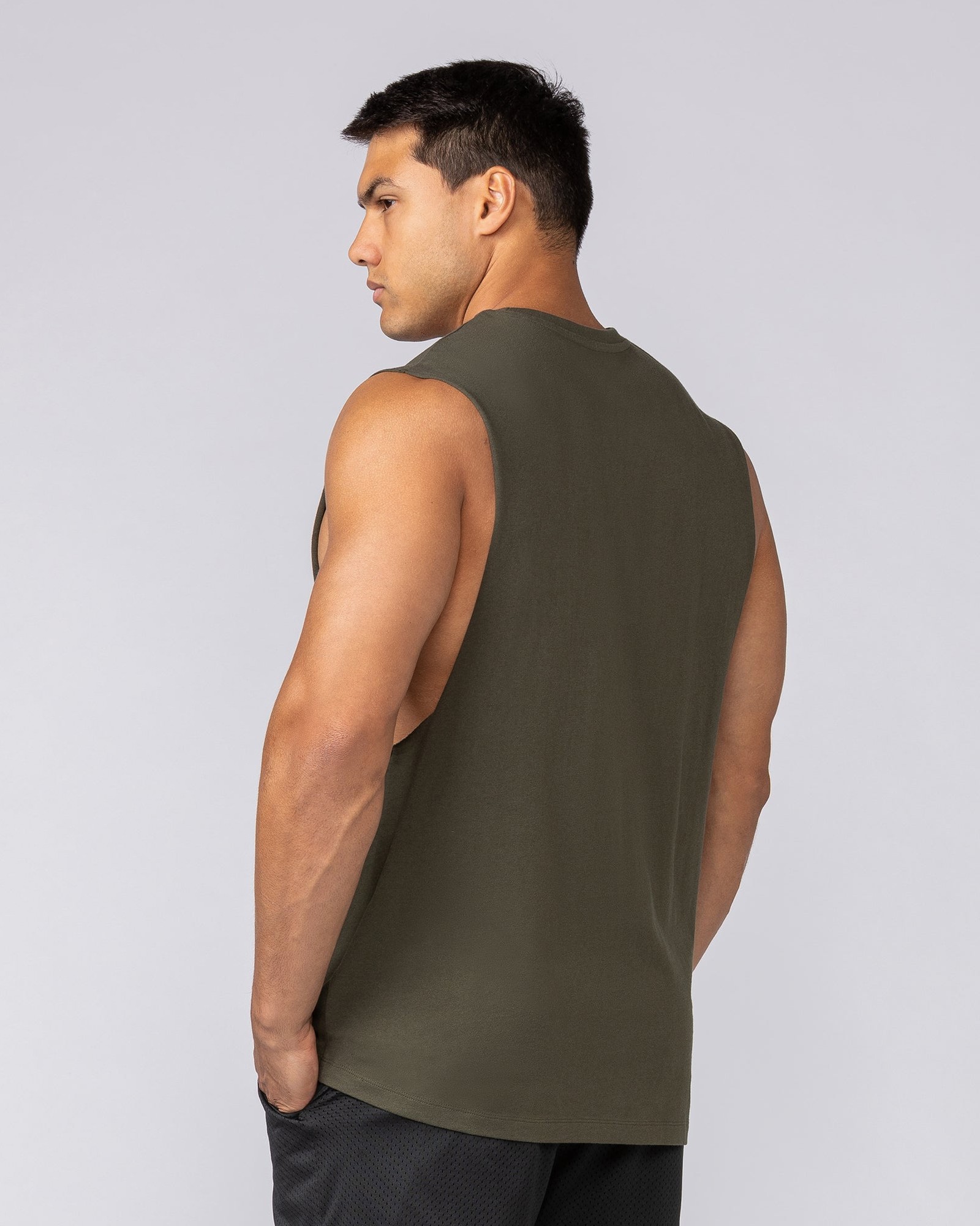 Varsity Training Drop Arm Tank - Dark Khaki