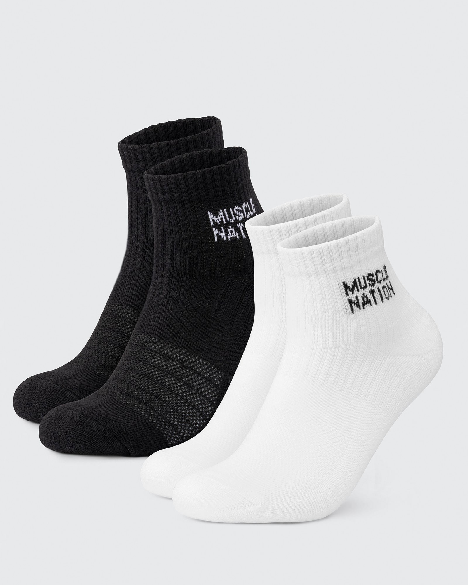 Womens 1/4 Crew Sock (2X Pack) - Black / White