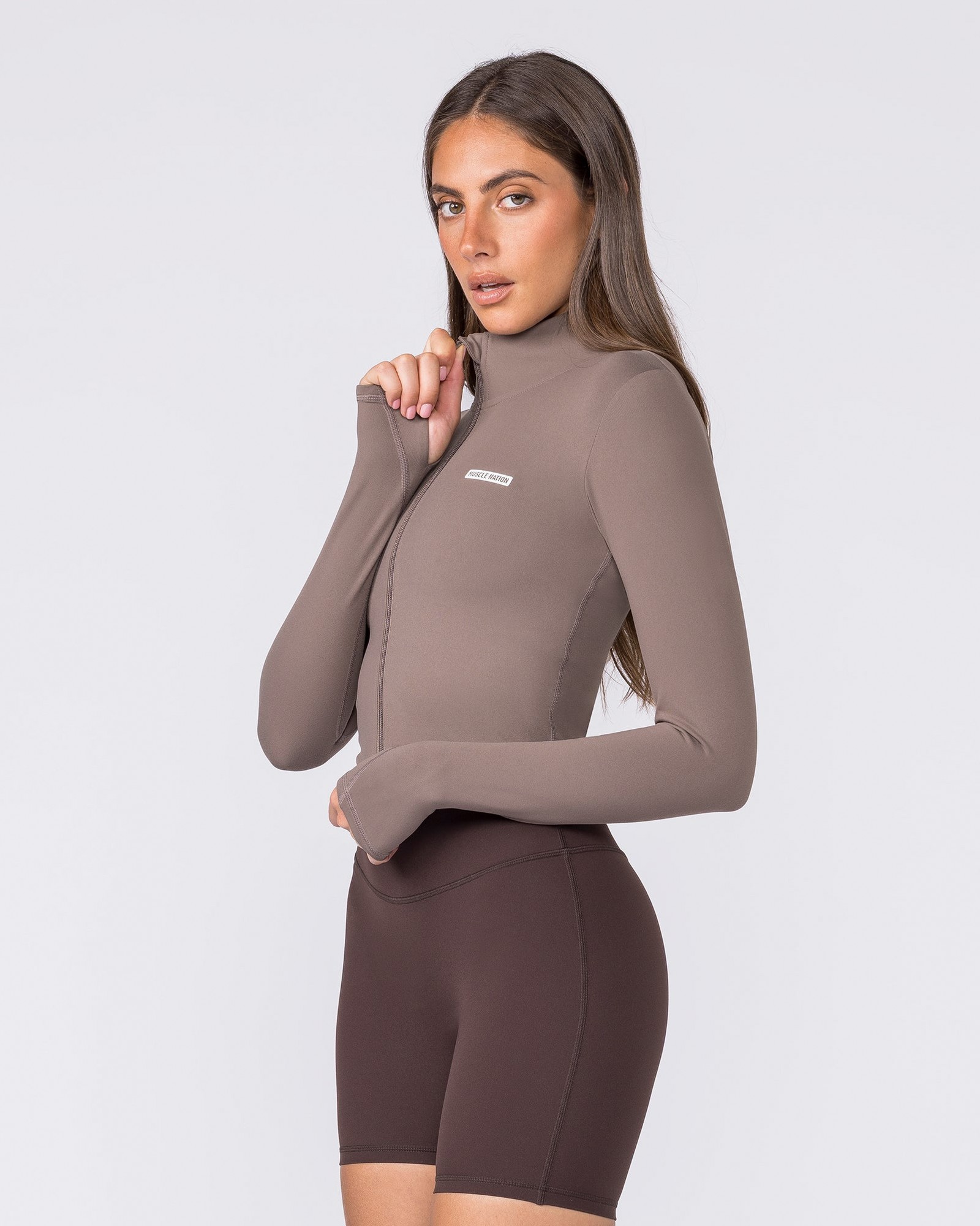 Favourite Cropped Zip Through - Taupe