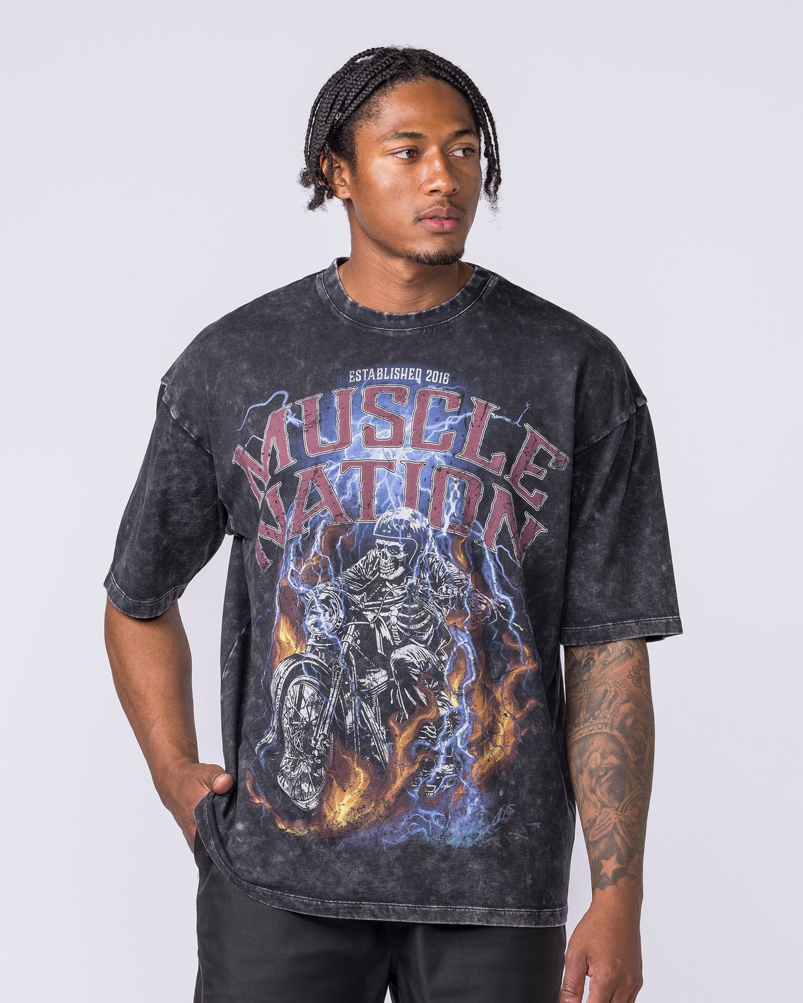 Full Throttle Oversized Vintage Tee - Washed Black